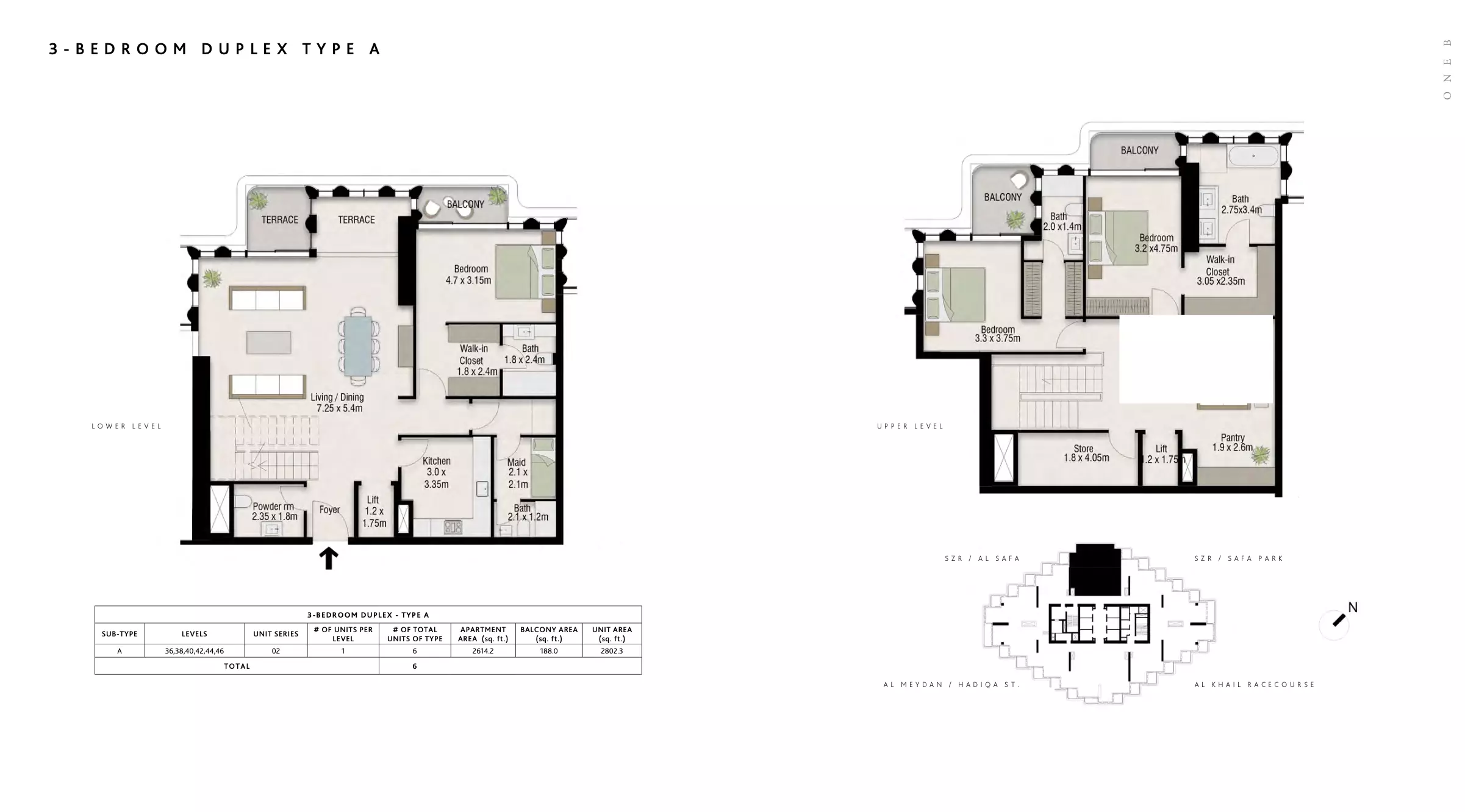 One B Tower 3BR floor plan