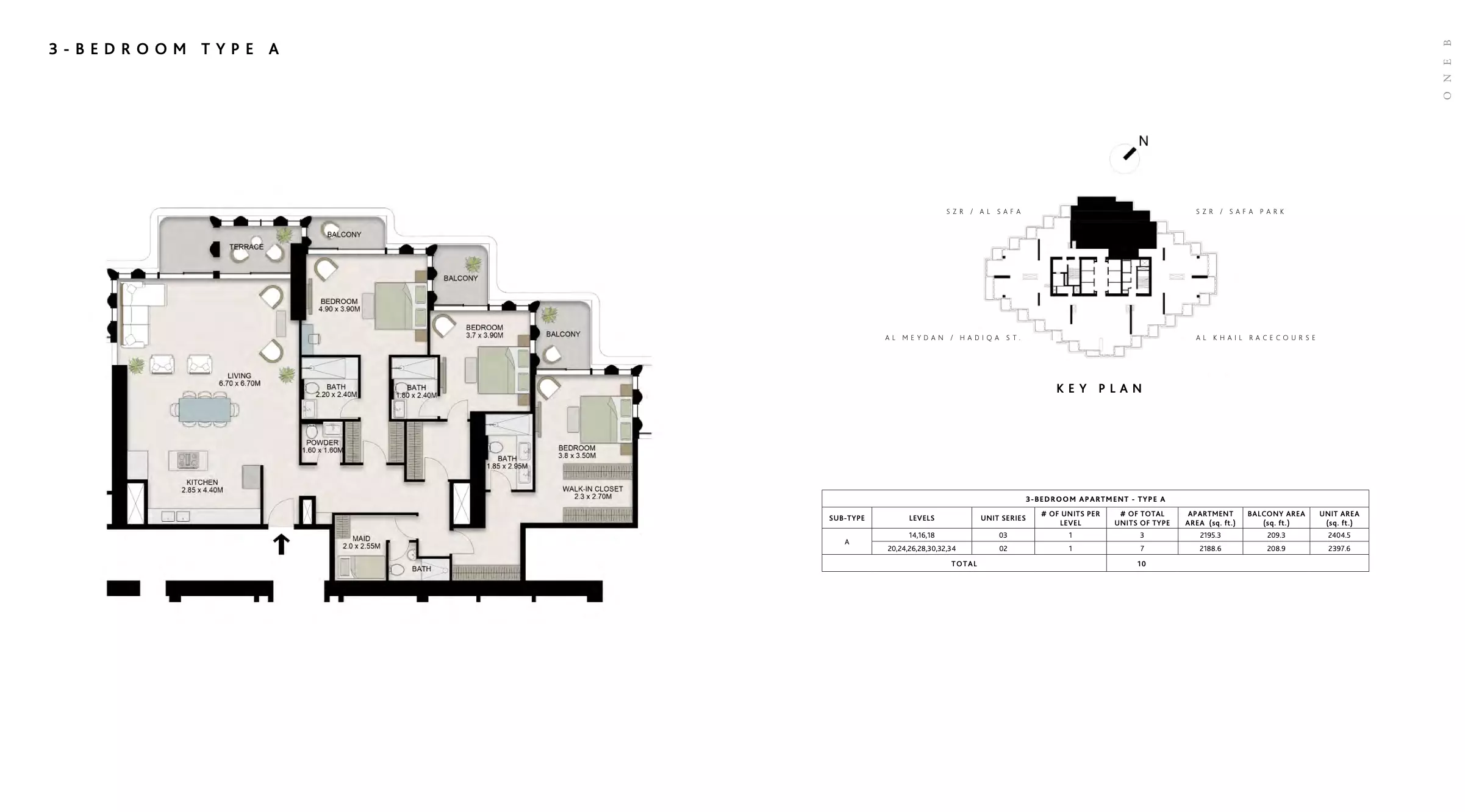 One B Tower 3BR floor plan