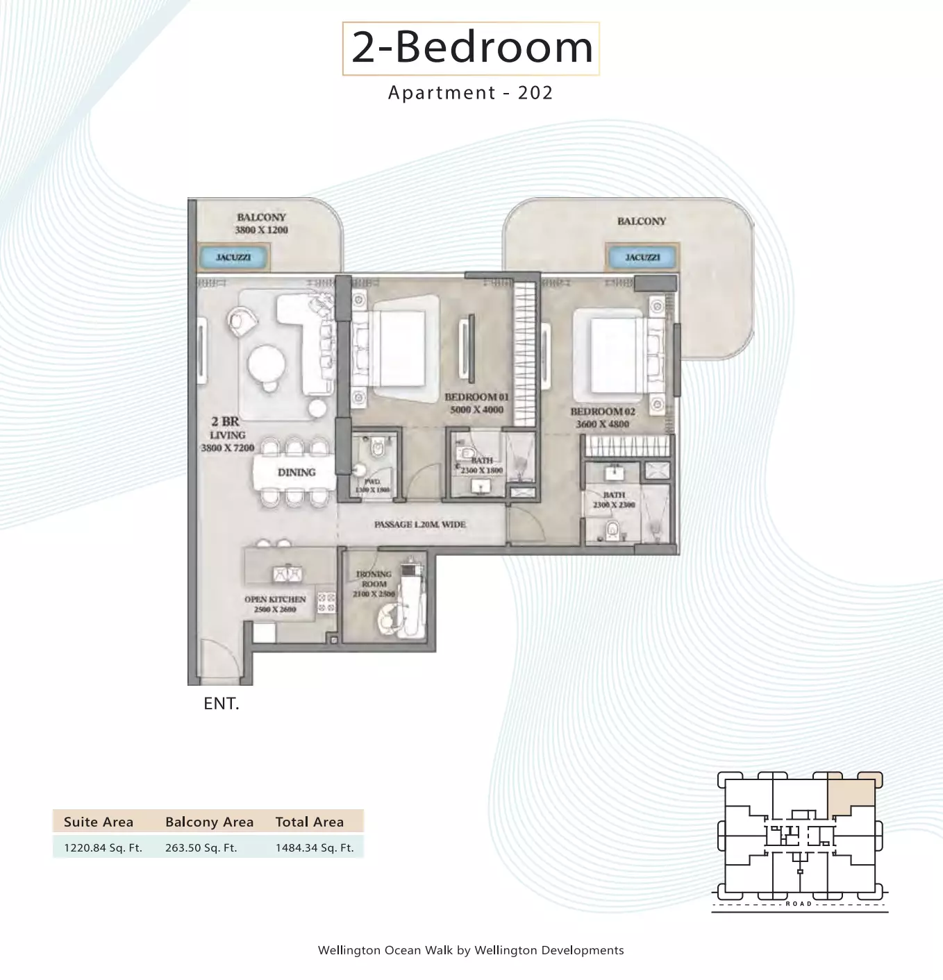 Wellington Ocean Walk 2BR floor plan
