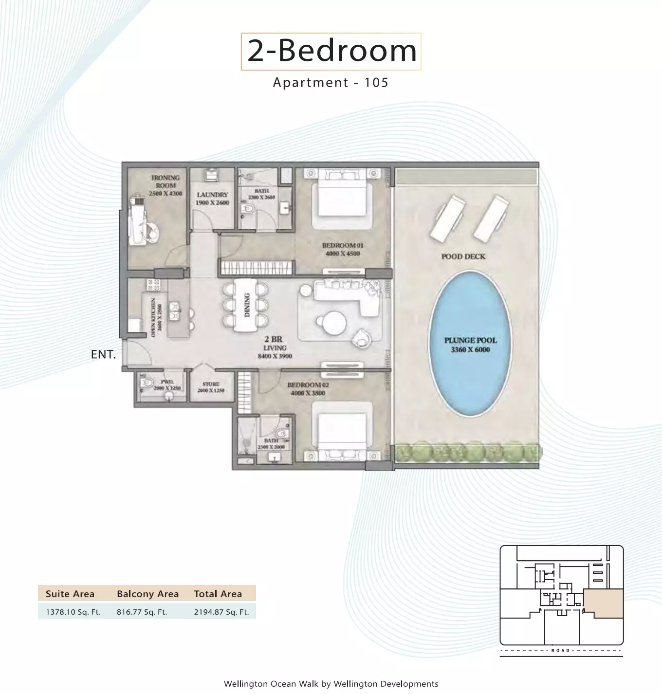 Wellington Ocean Walk 2BR floor plan
