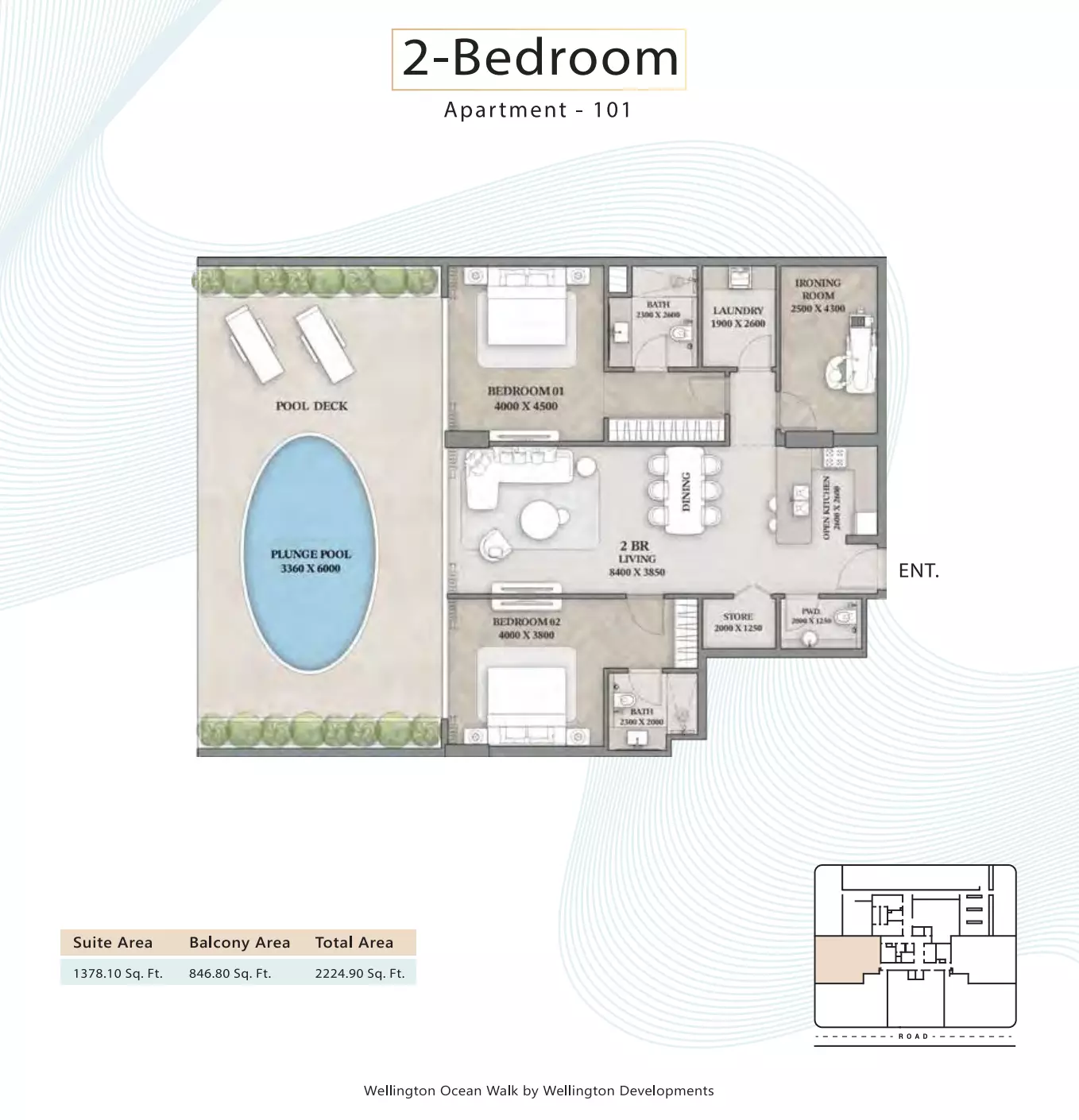 Wellington Ocean Walk 2BR floor plan
