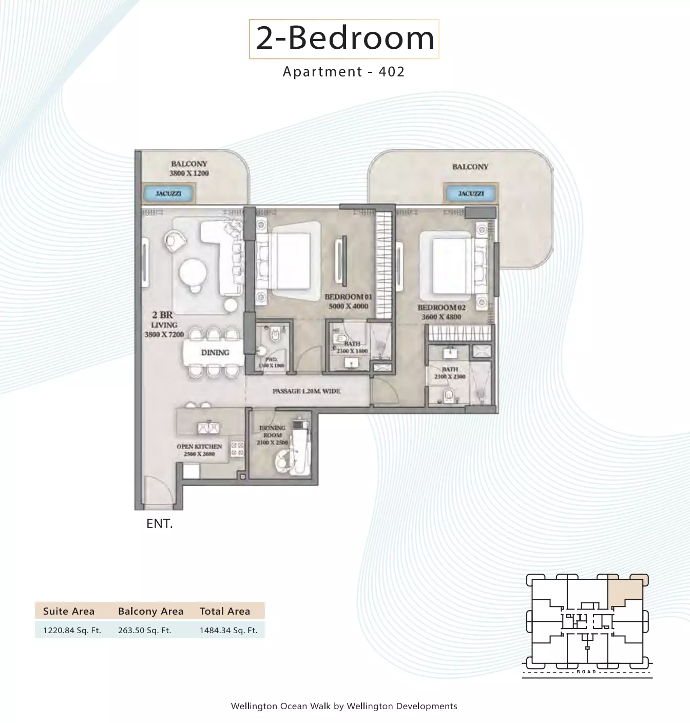 Wellington Ocean Walk 2BR floor plan