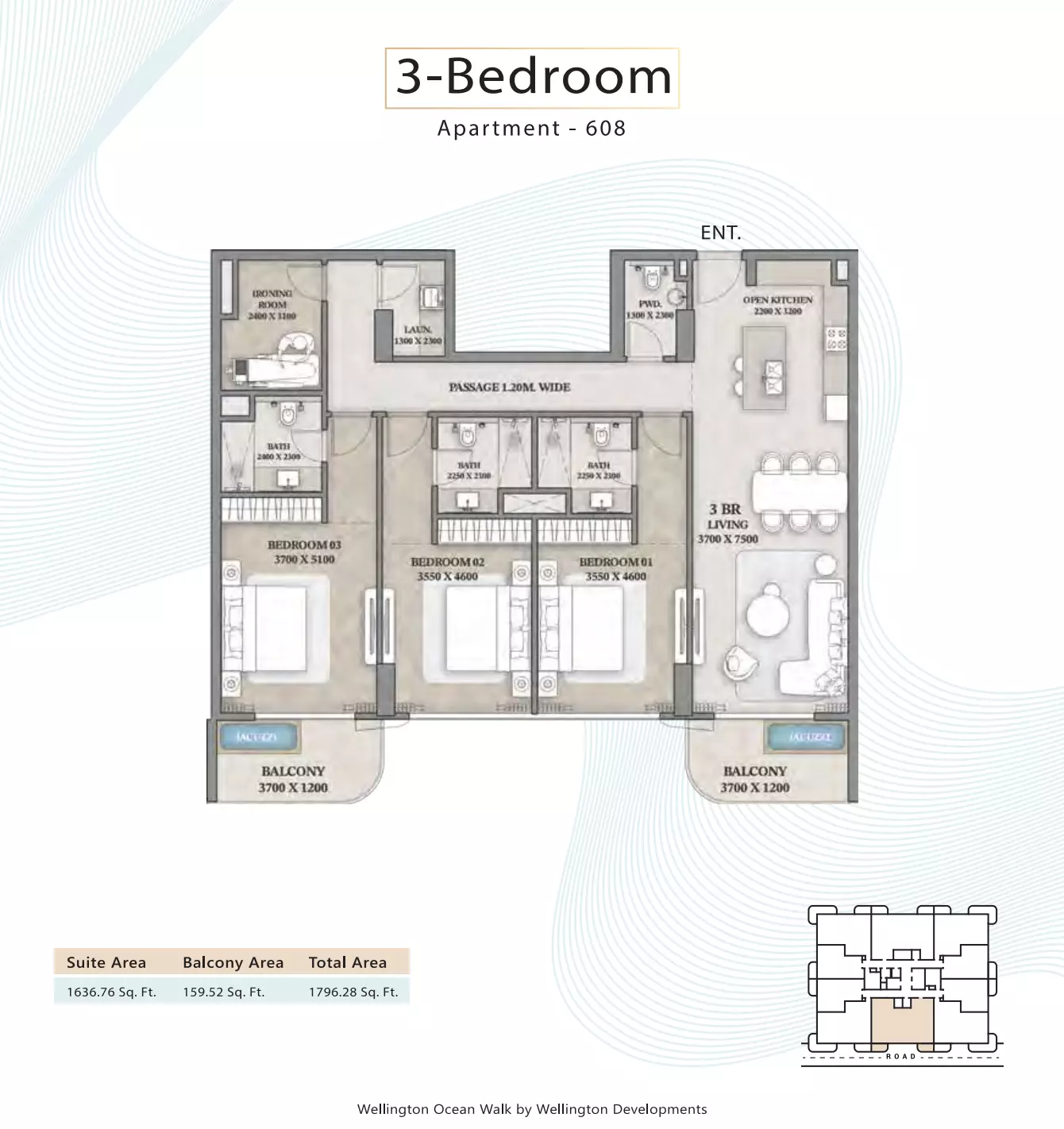 Wellington Ocean Walk 3BR floor plan