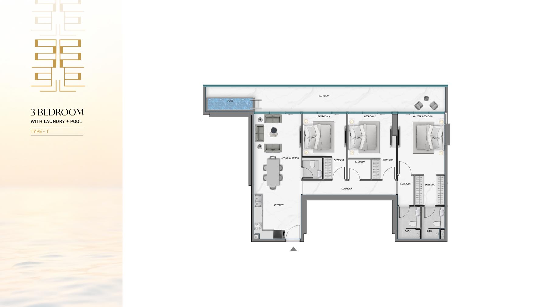 SAMANA Ocean Crest 3BR floor plan