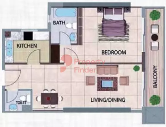 AG Square 1BR floor plan