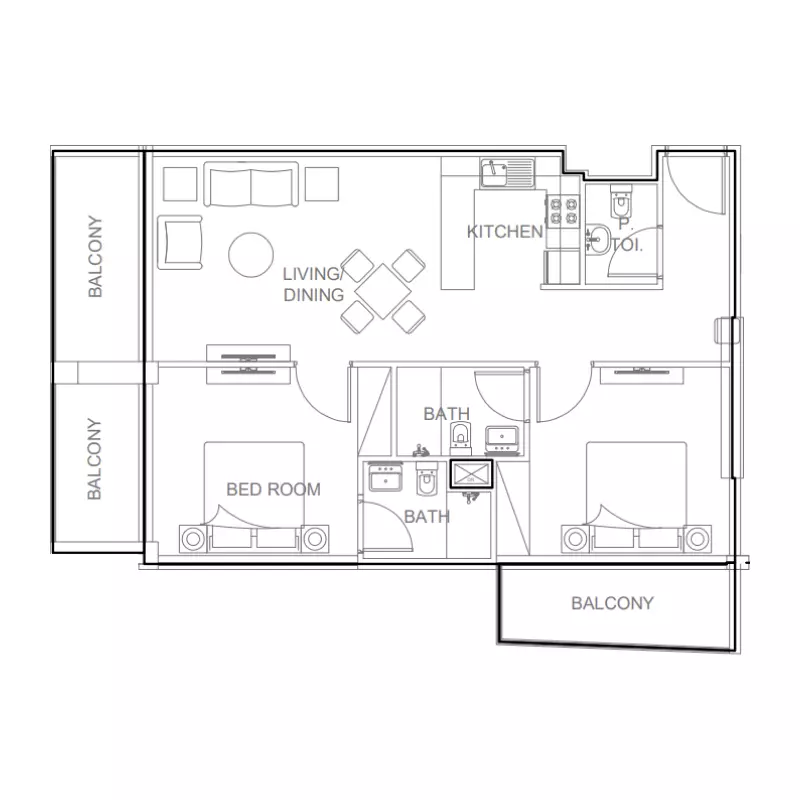 AG Ark Tower 2BR floor plan