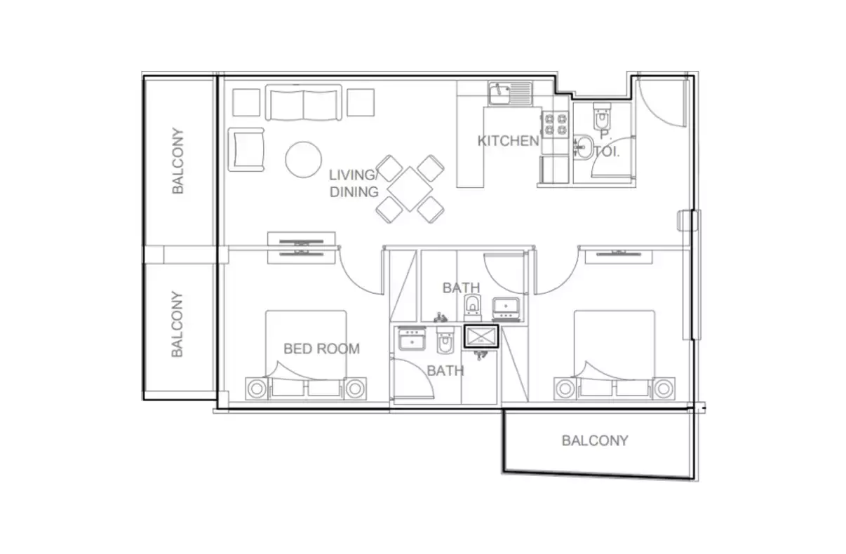 AG Ark Tower 2BR floor plan