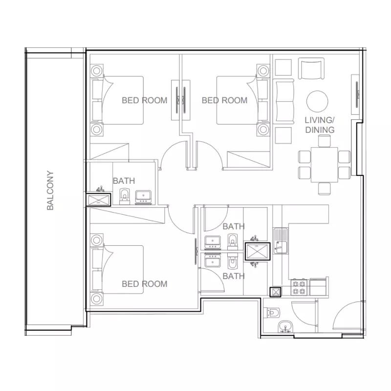 AG Ark Tower 3BR floor plan