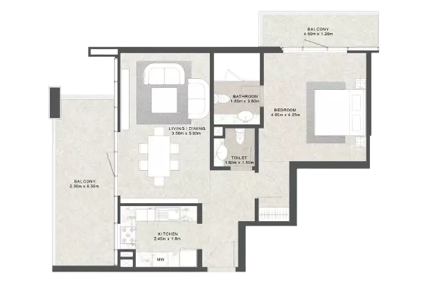 Jamal by Aras 1BR floor plan
