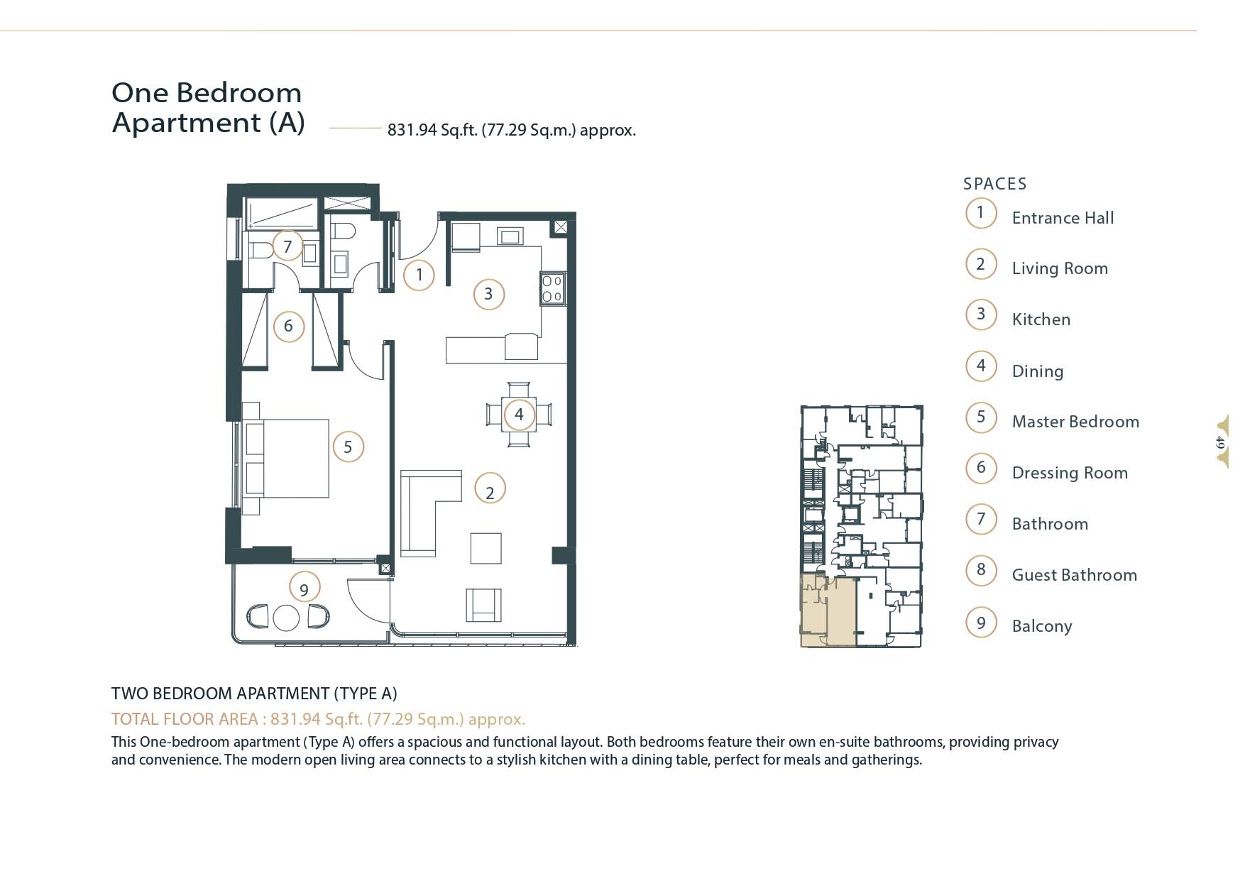 Whitestone Residence 1BR floor plan