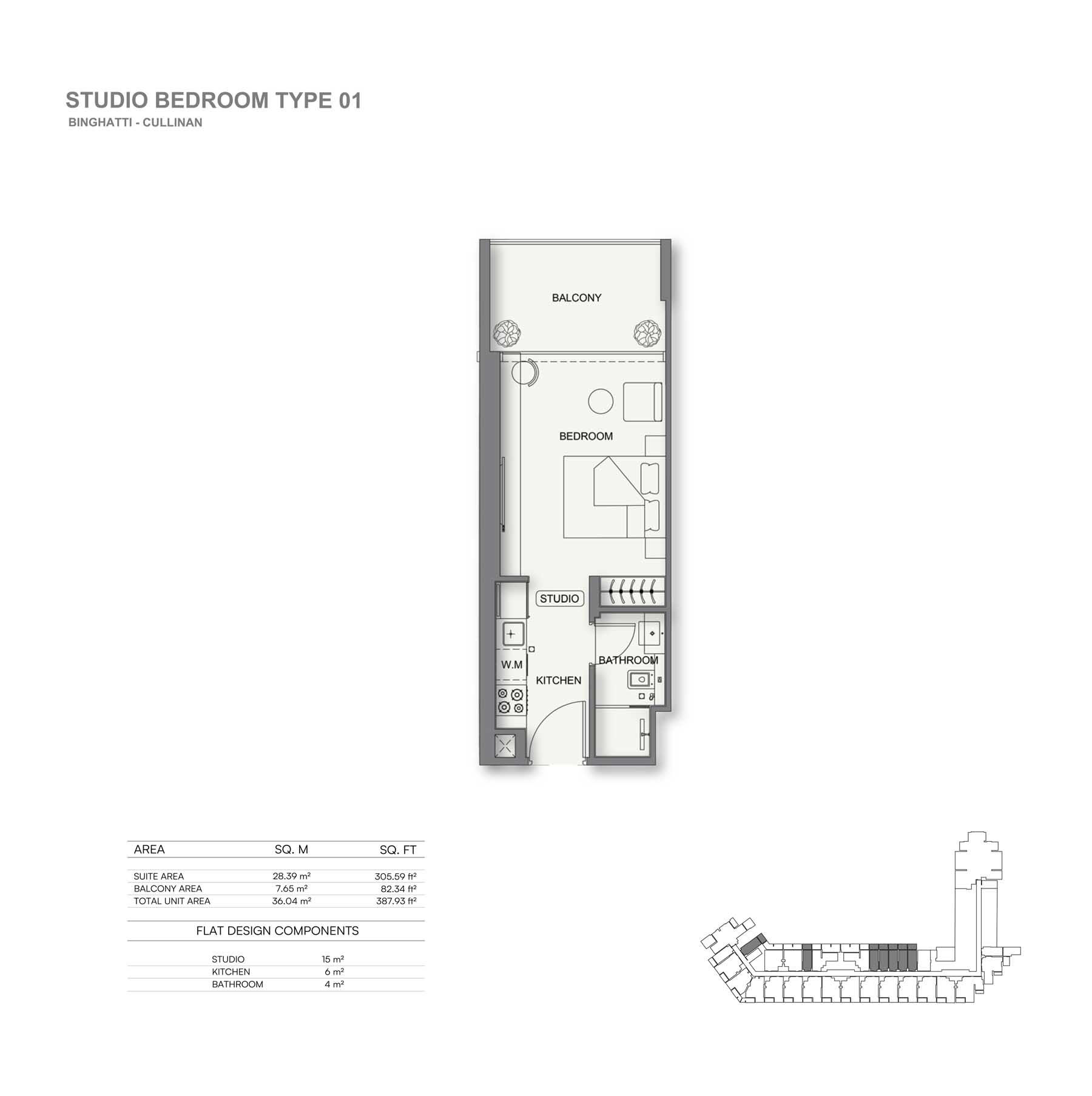 Binghatti Cullinan Studio floor plan