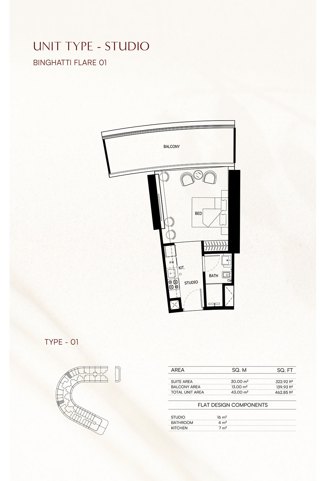 Binghatti Flare Studio floor plan