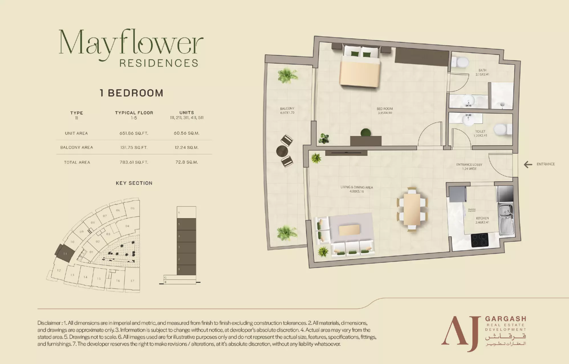 Mayflower Residences 1BR floor plan
