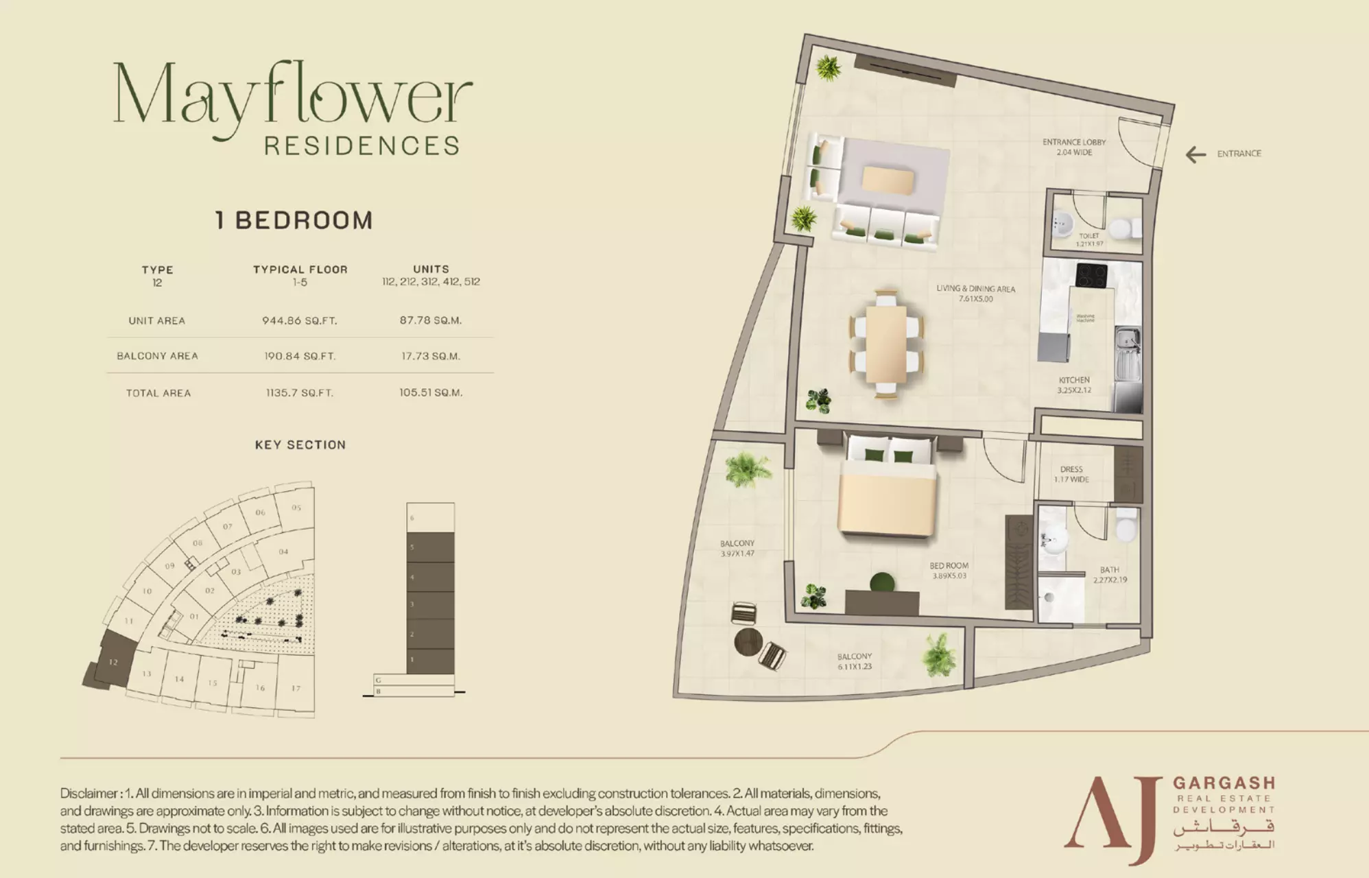 Mayflower Residences 1BR floor plan