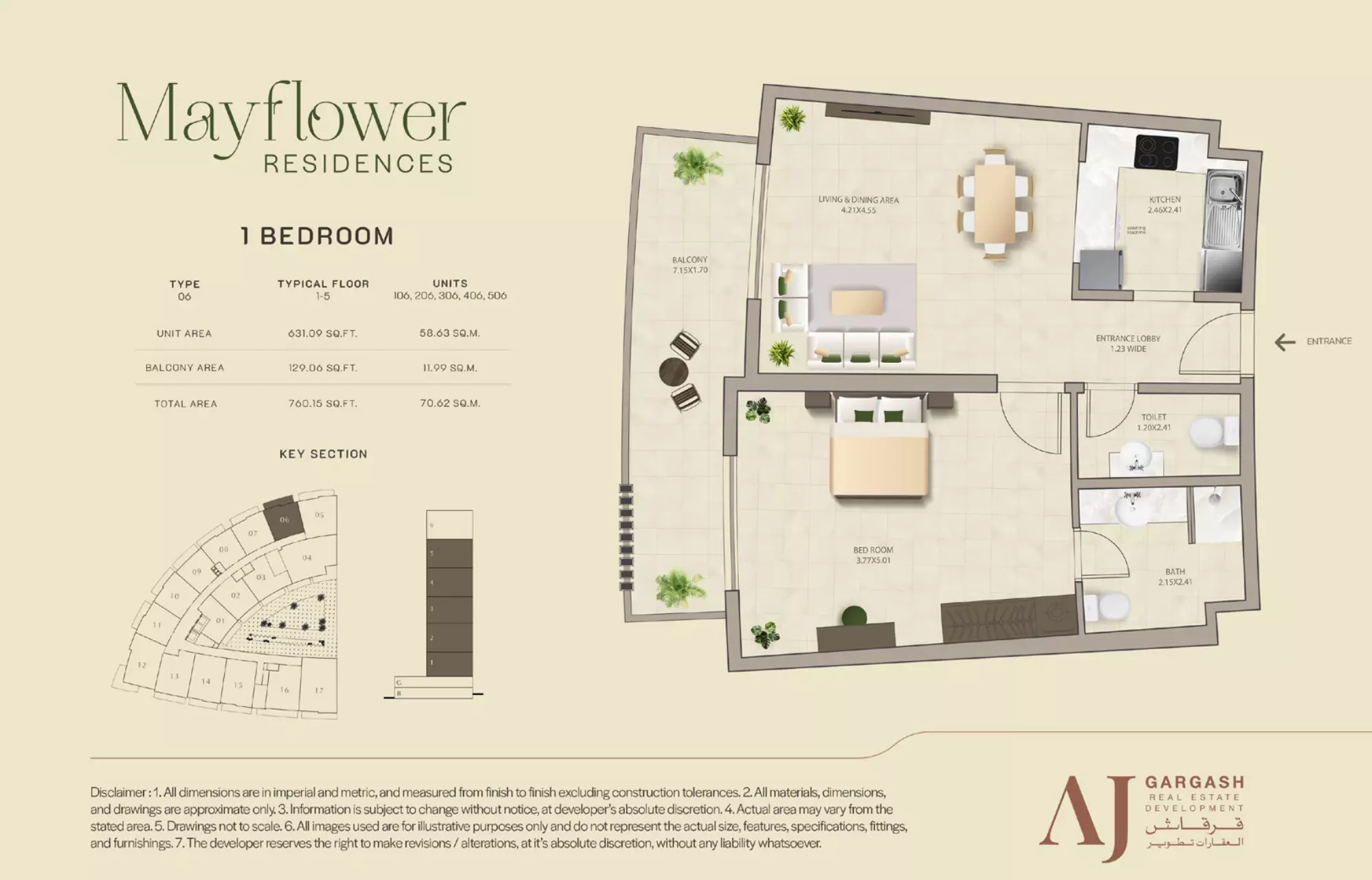 Mayflower Residences 1BR floor plan