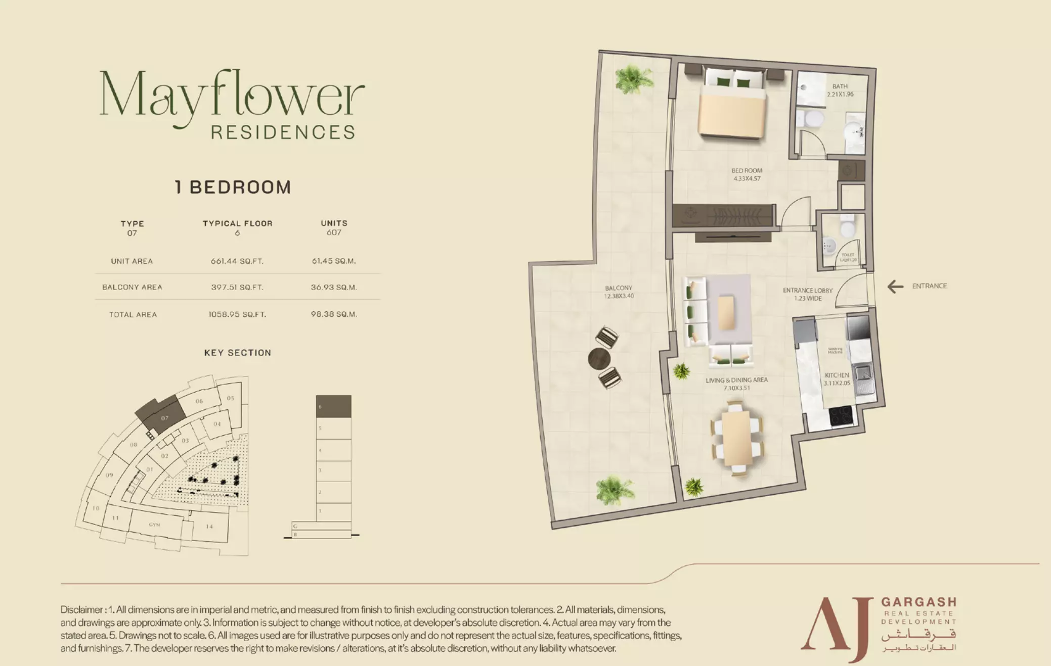 Mayflower Residences 1BR floor plan