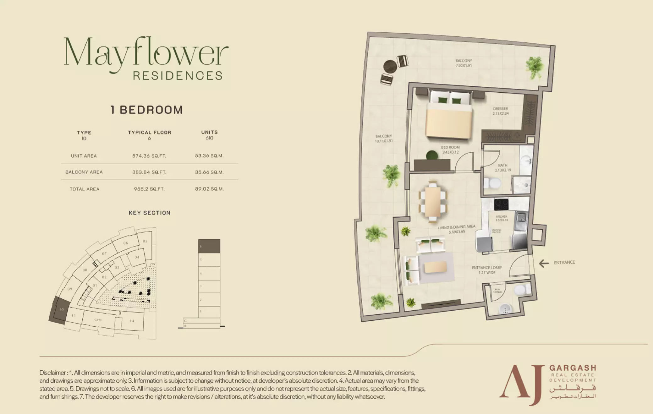 Mayflower Residences 1BR floor plan