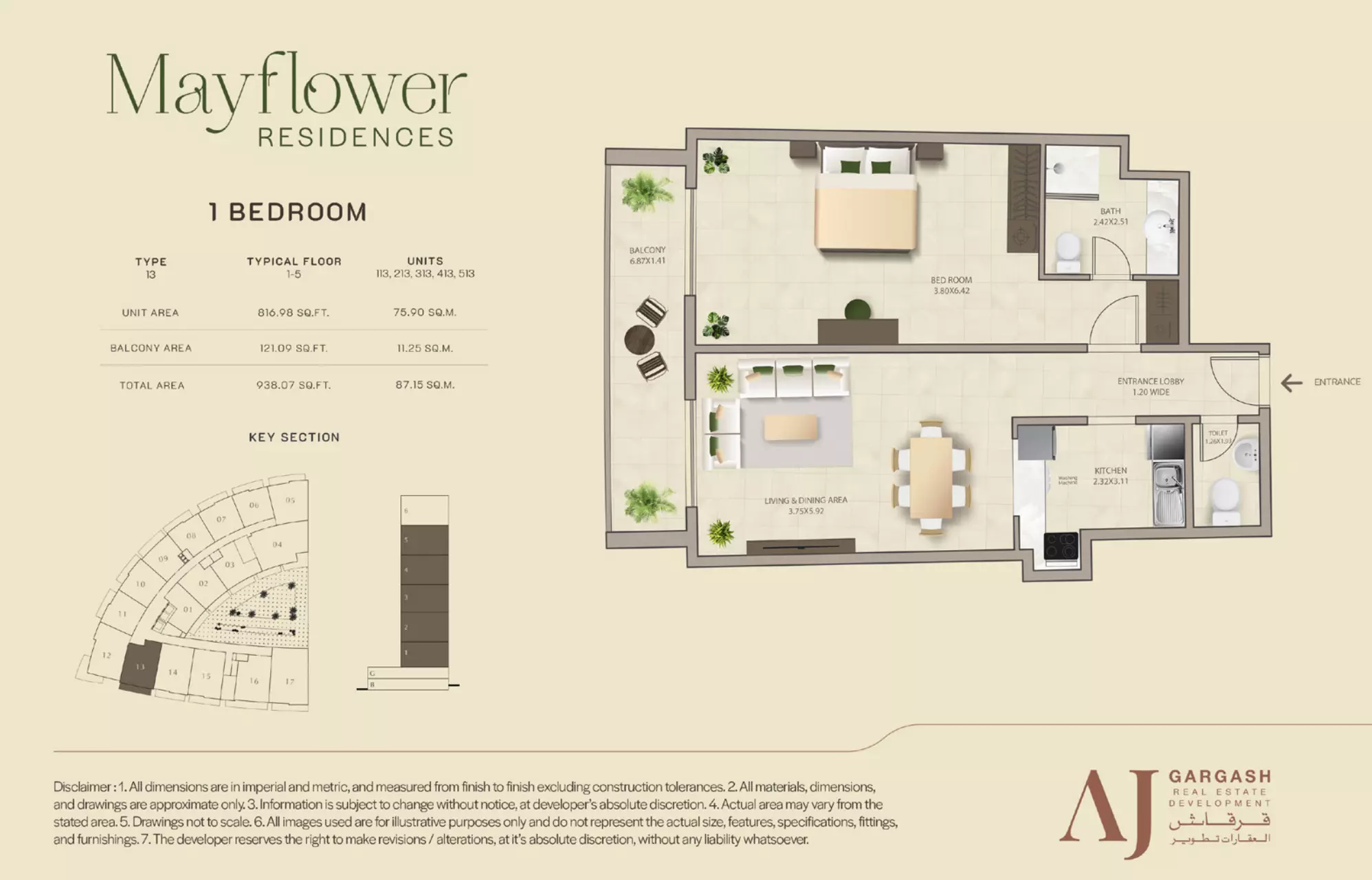 Mayflower Residences 1BR floor plan