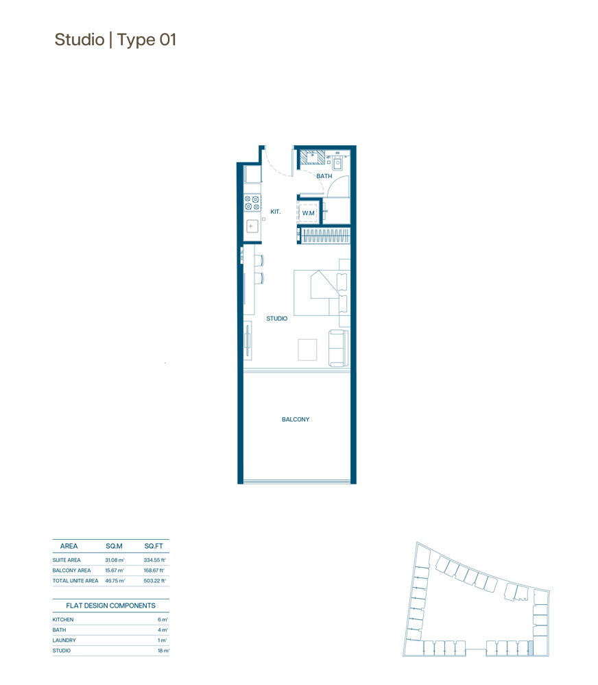 Binghatti Aurora Studio floor plan