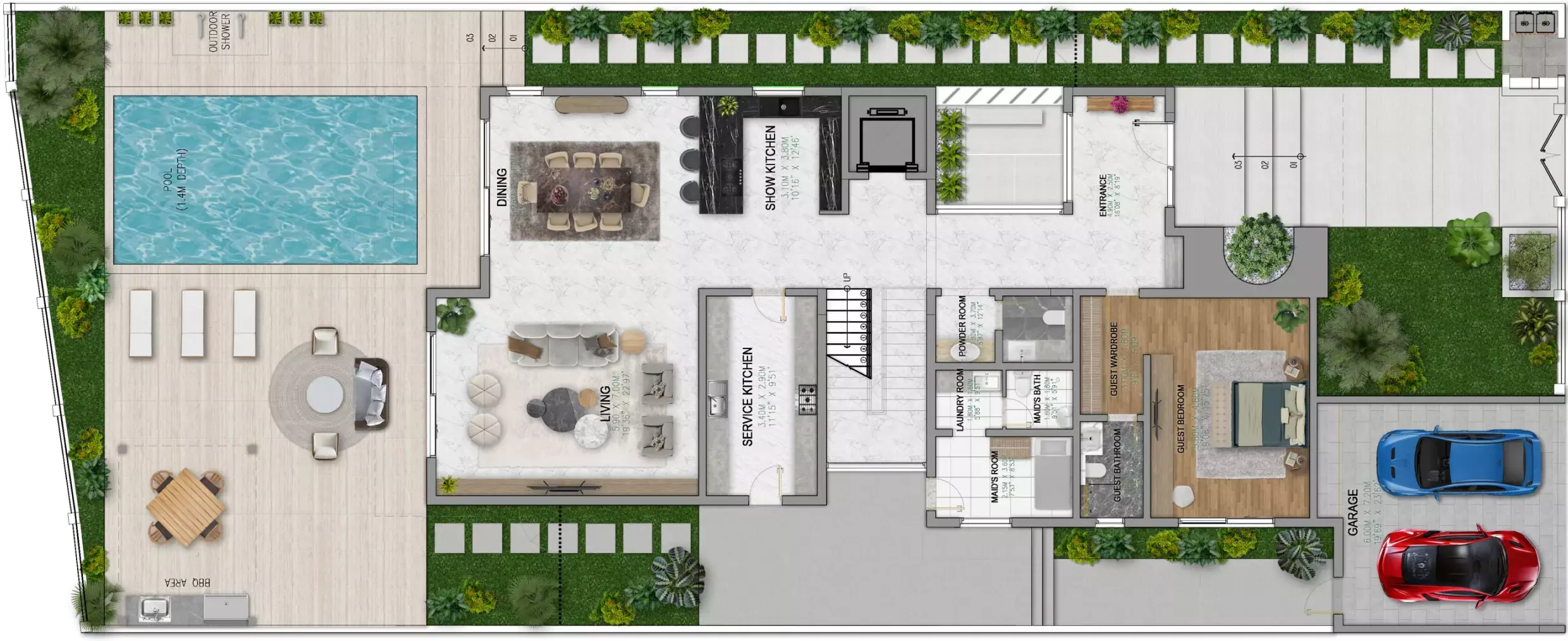 Waterfront Villa 4BR floor plan