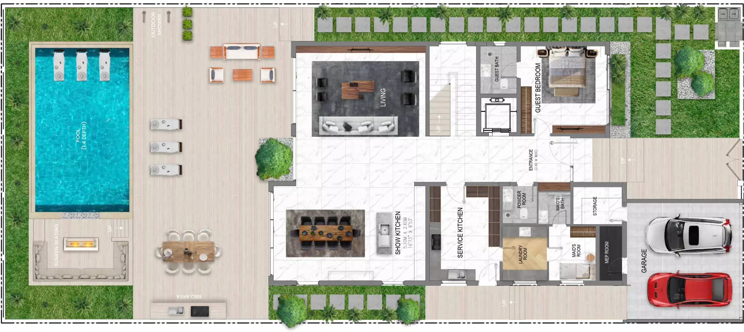 Waterfront Villa 4BR floor plan