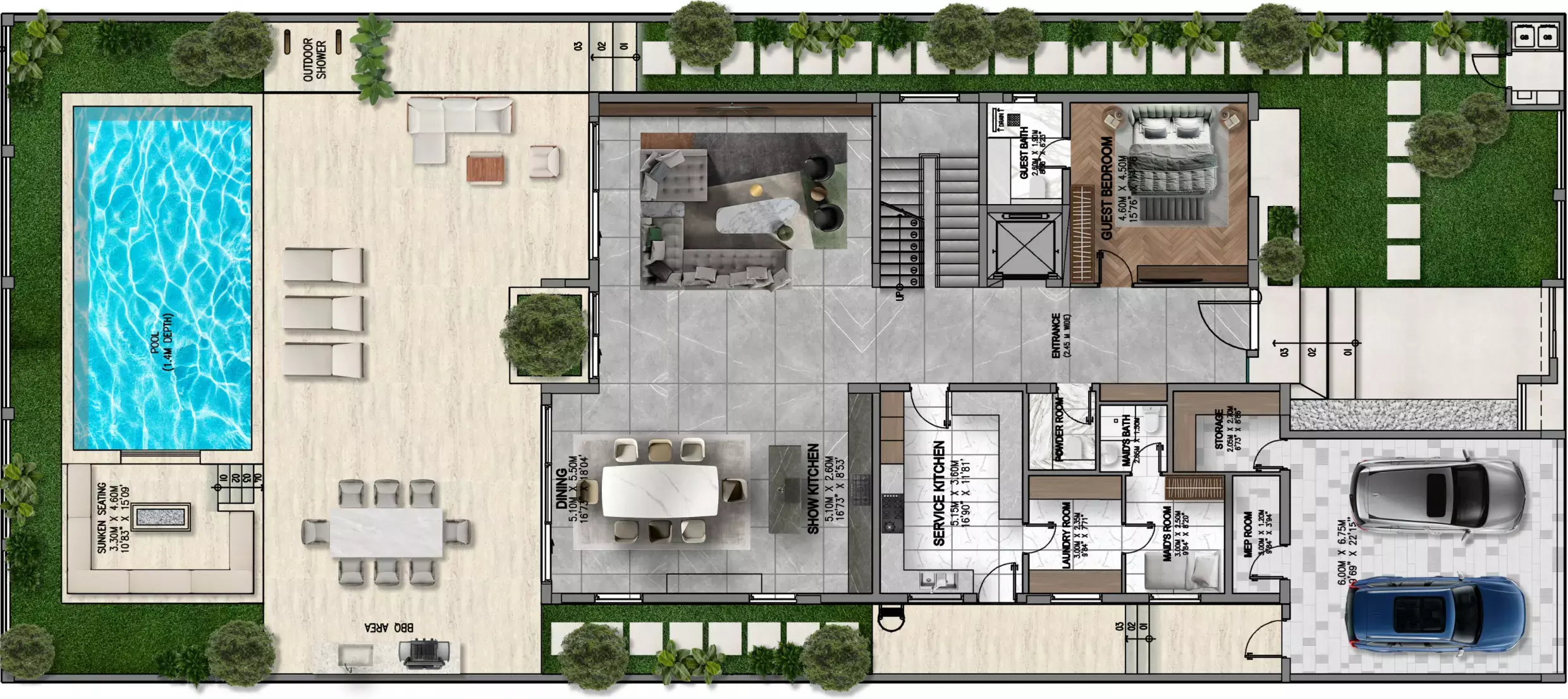 Waterfront Villa 5BR+ floor plan