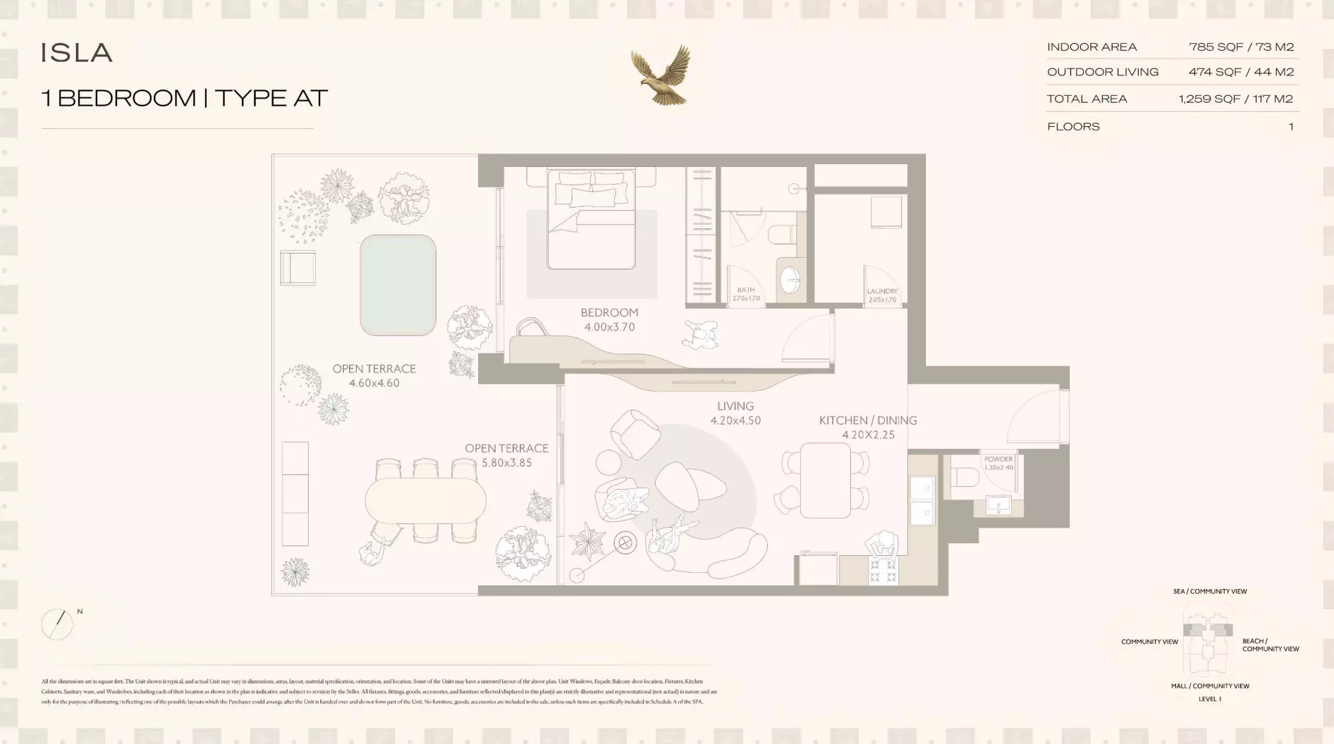 ISLA Private Residences 1BR floor plan