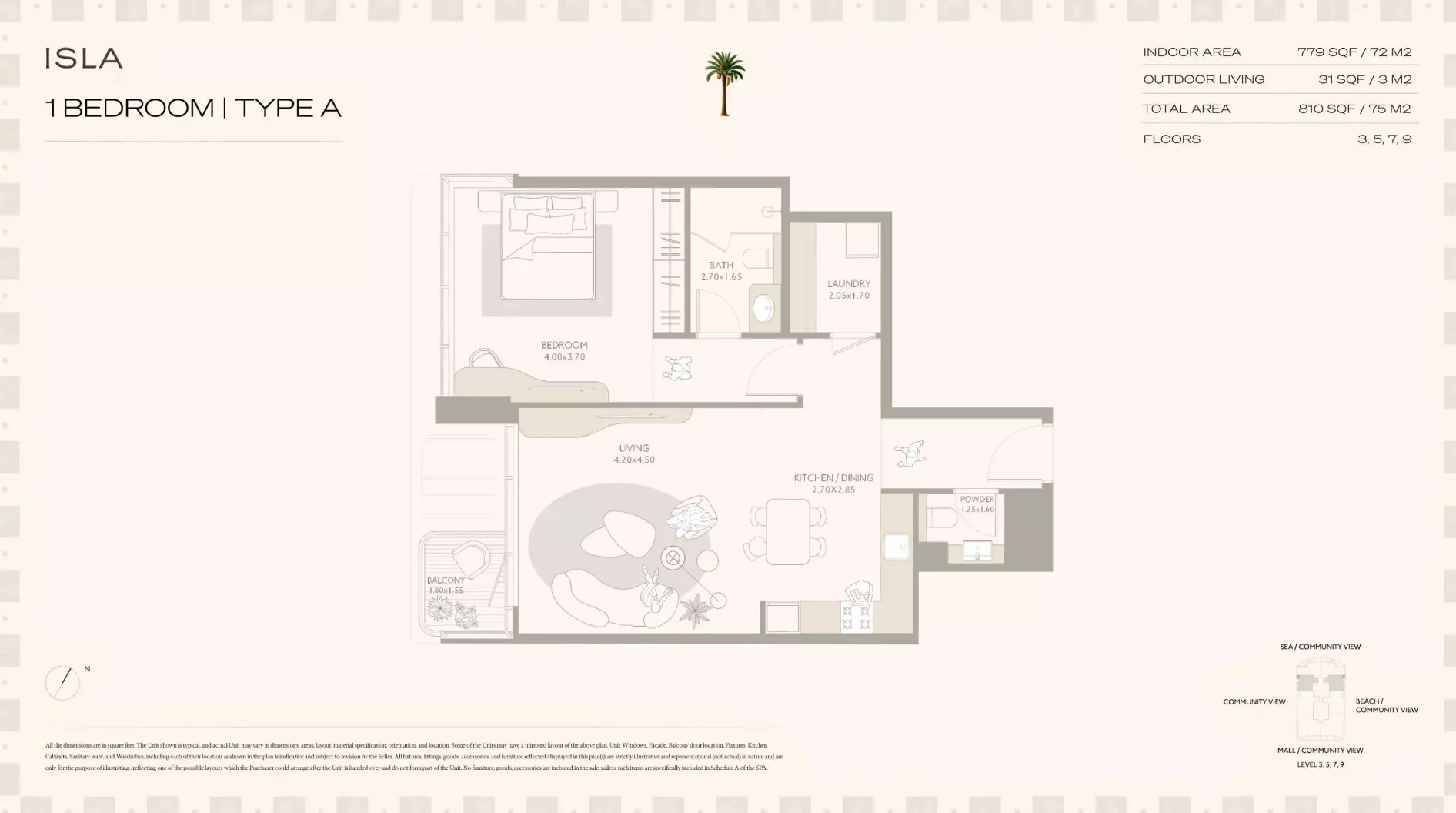 ISLA Private Residences 1BR floor plan