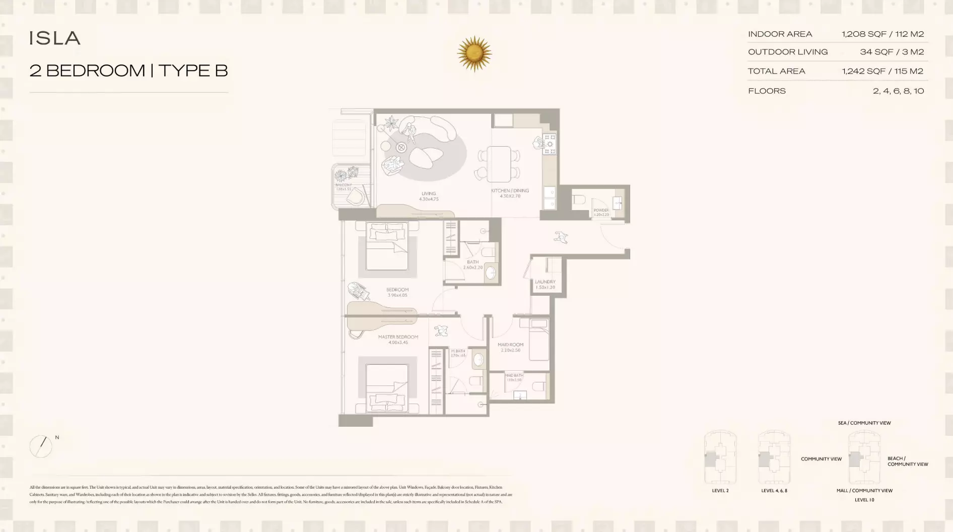 ISLA Private Residences 2BR floor plan