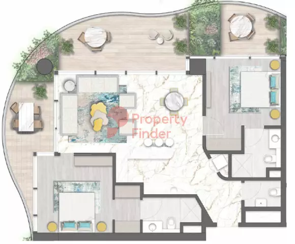 Chic Tower 2BR floor plan