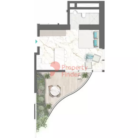 Chic Tower Studio floor plan