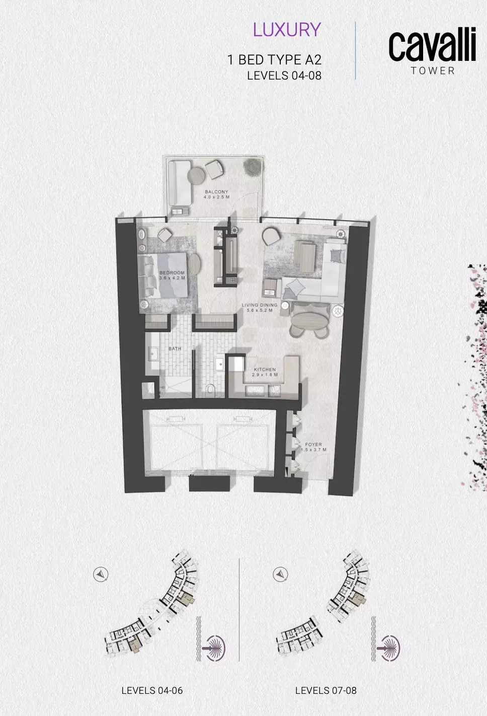 Cavalli Tower 1BR floor plan