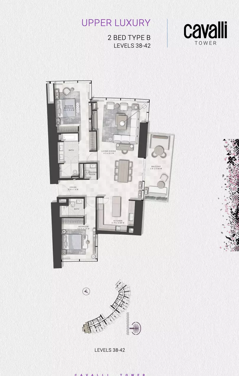 Cavalli Tower 2BR floor plan