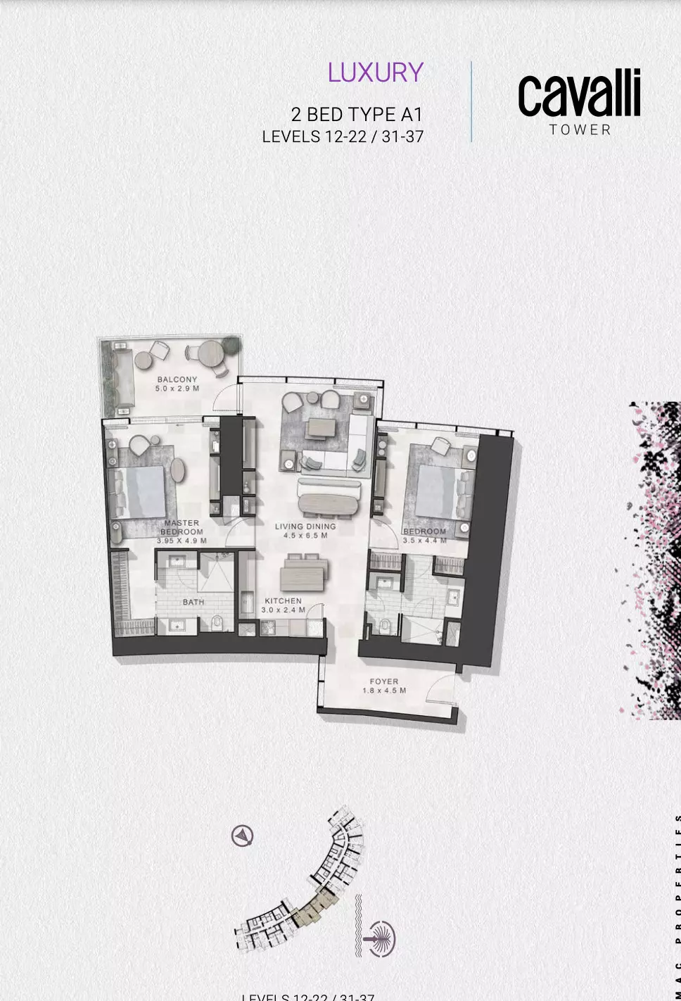 Cavalli Tower 2BR floor plan