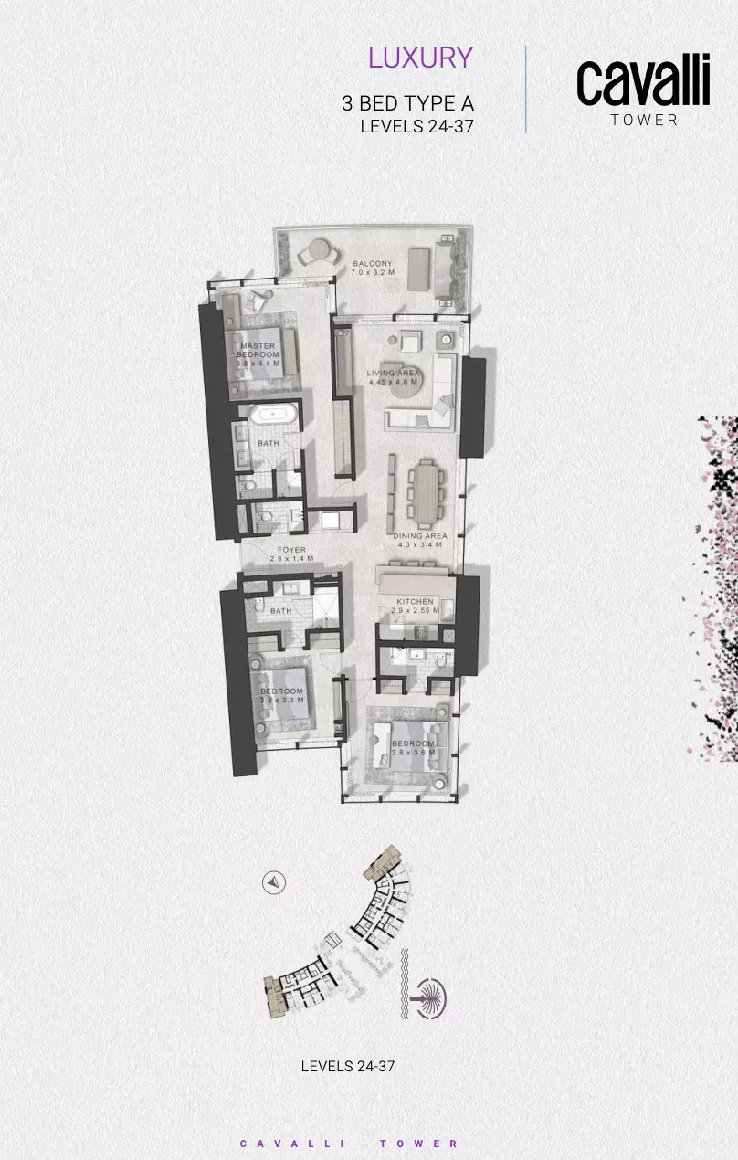 Cavalli Tower 3BR floor plan