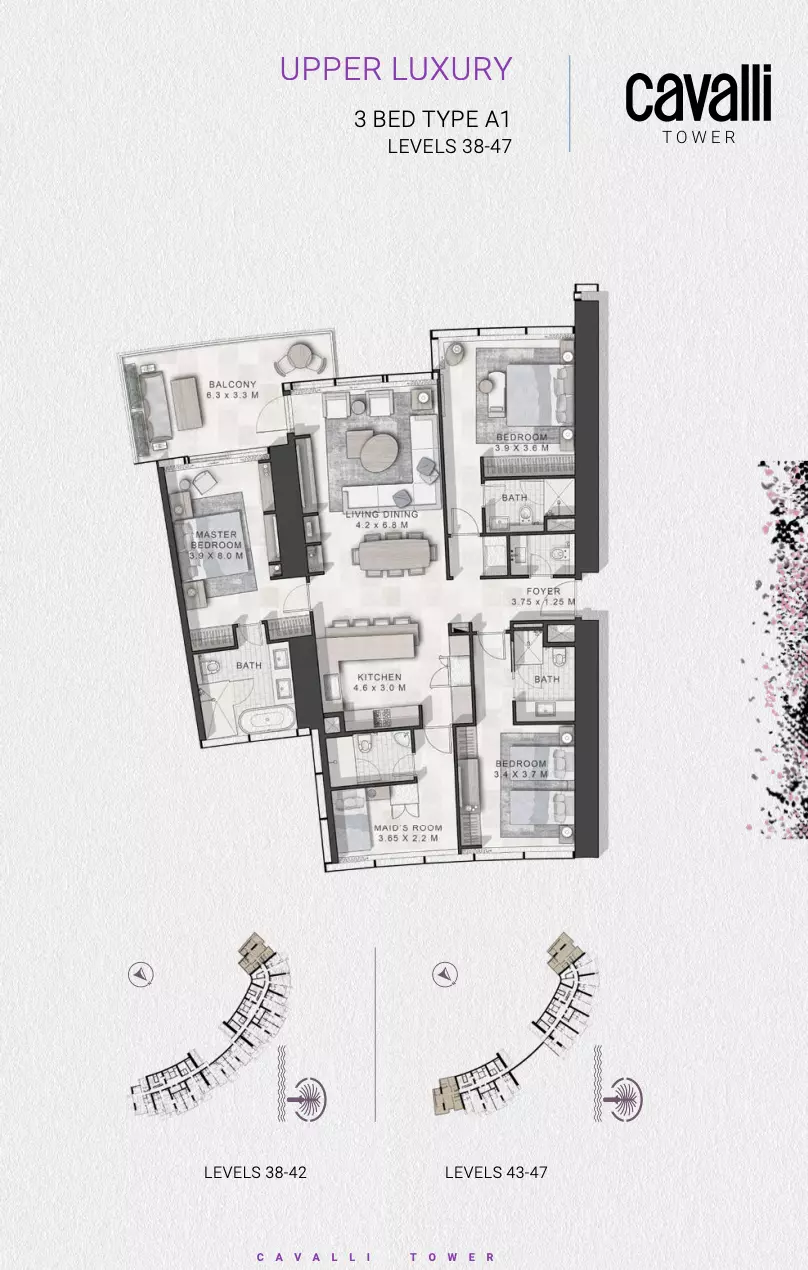 Cavalli Tower 3BR floor plan