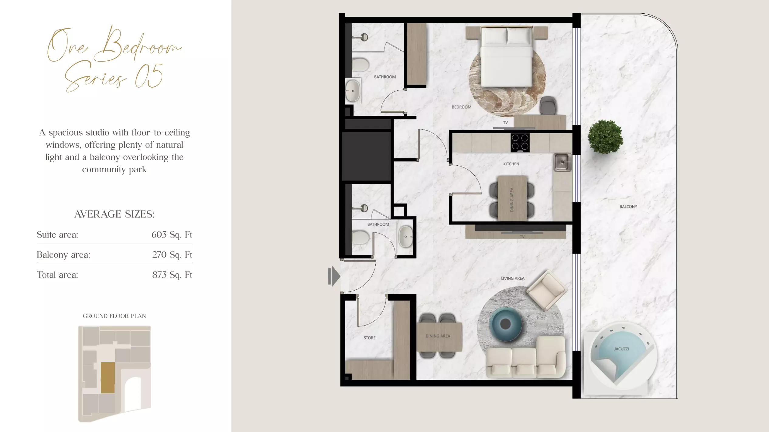 Aark Terraces 1BR floor plan