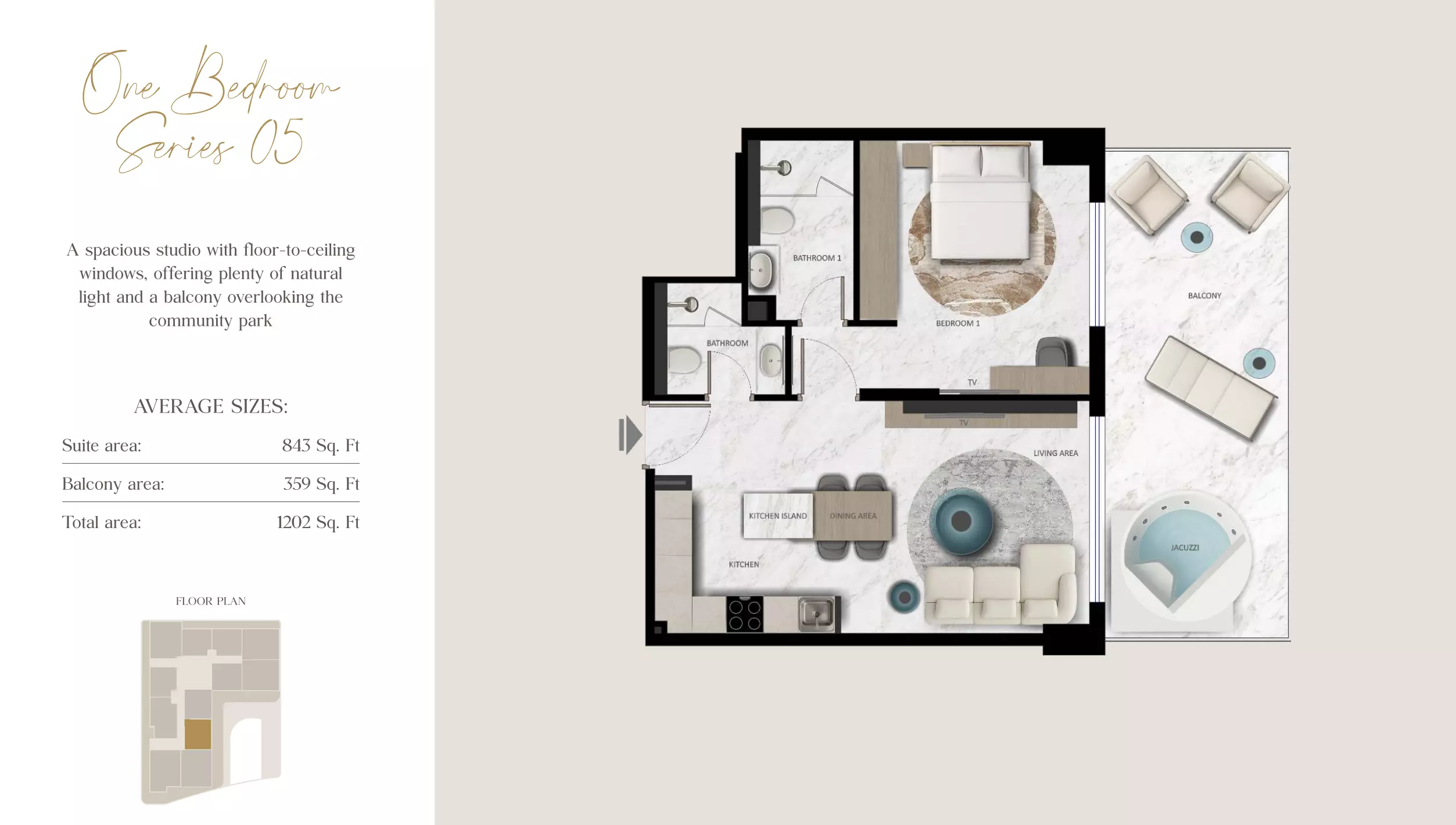Aark Terraces 1BR floor plan
