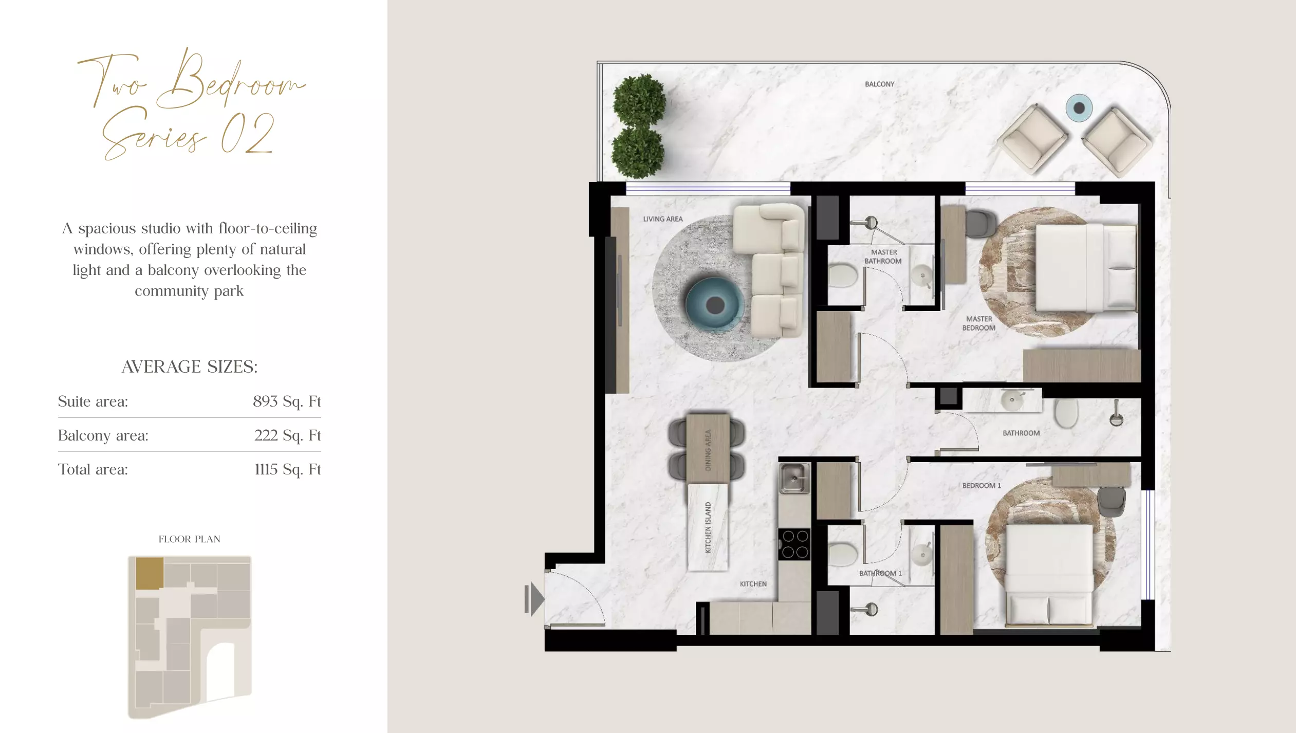 Aark Terraces 2BR floor plan