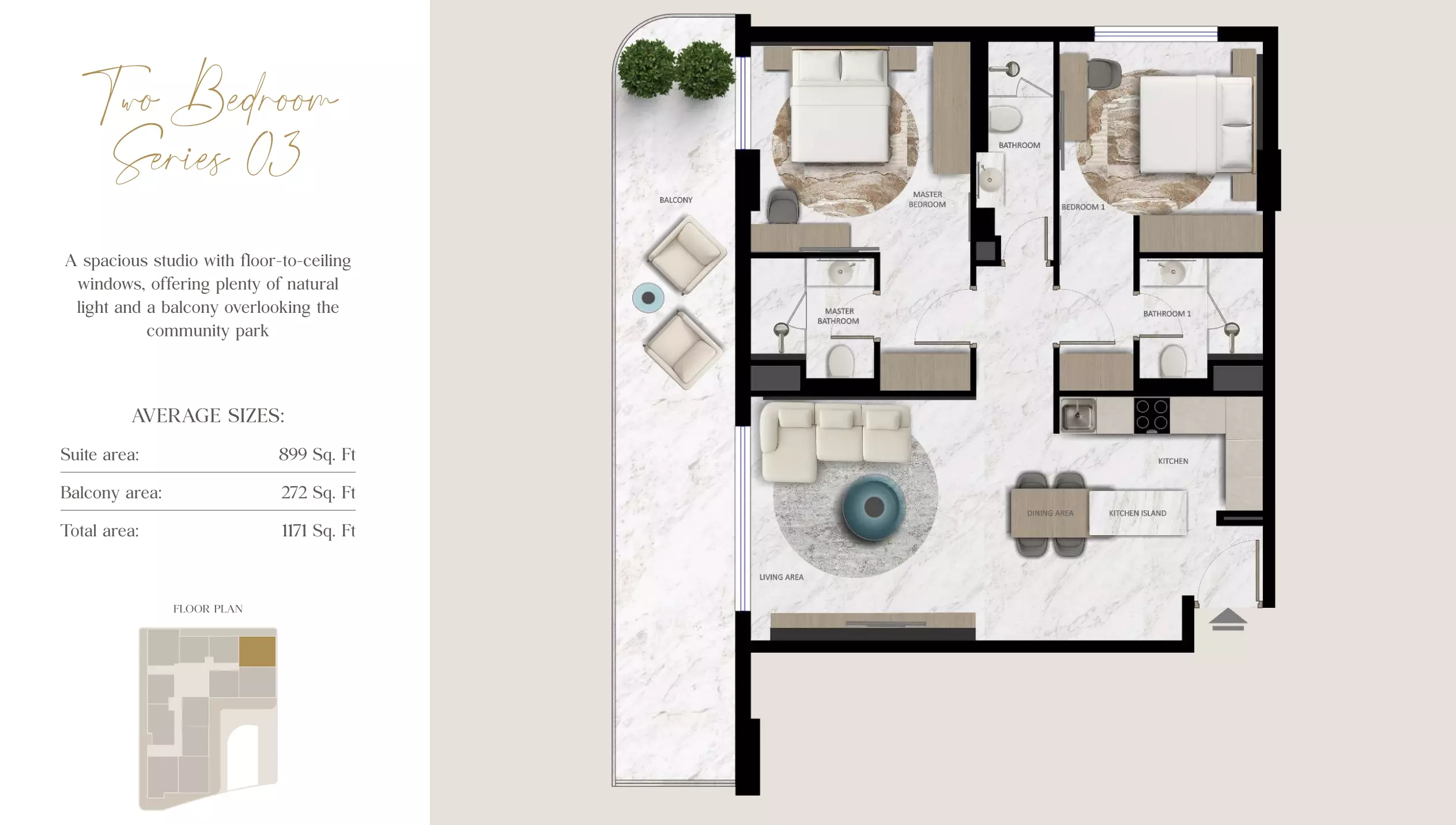 Aark Terraces 2BR floor plan