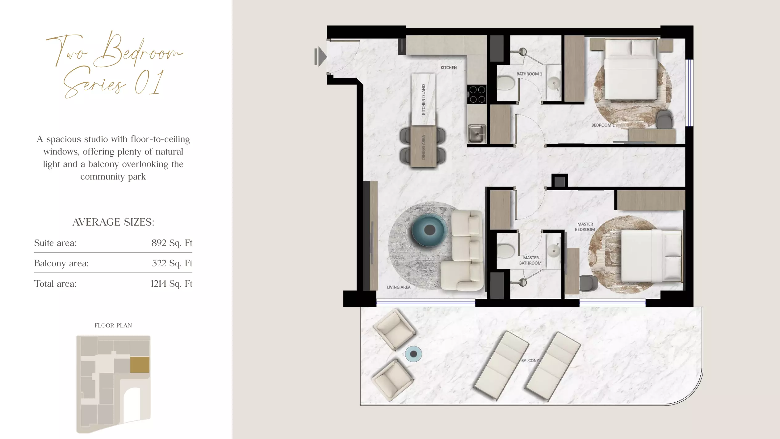 Aark Terraces 2BR floor plan