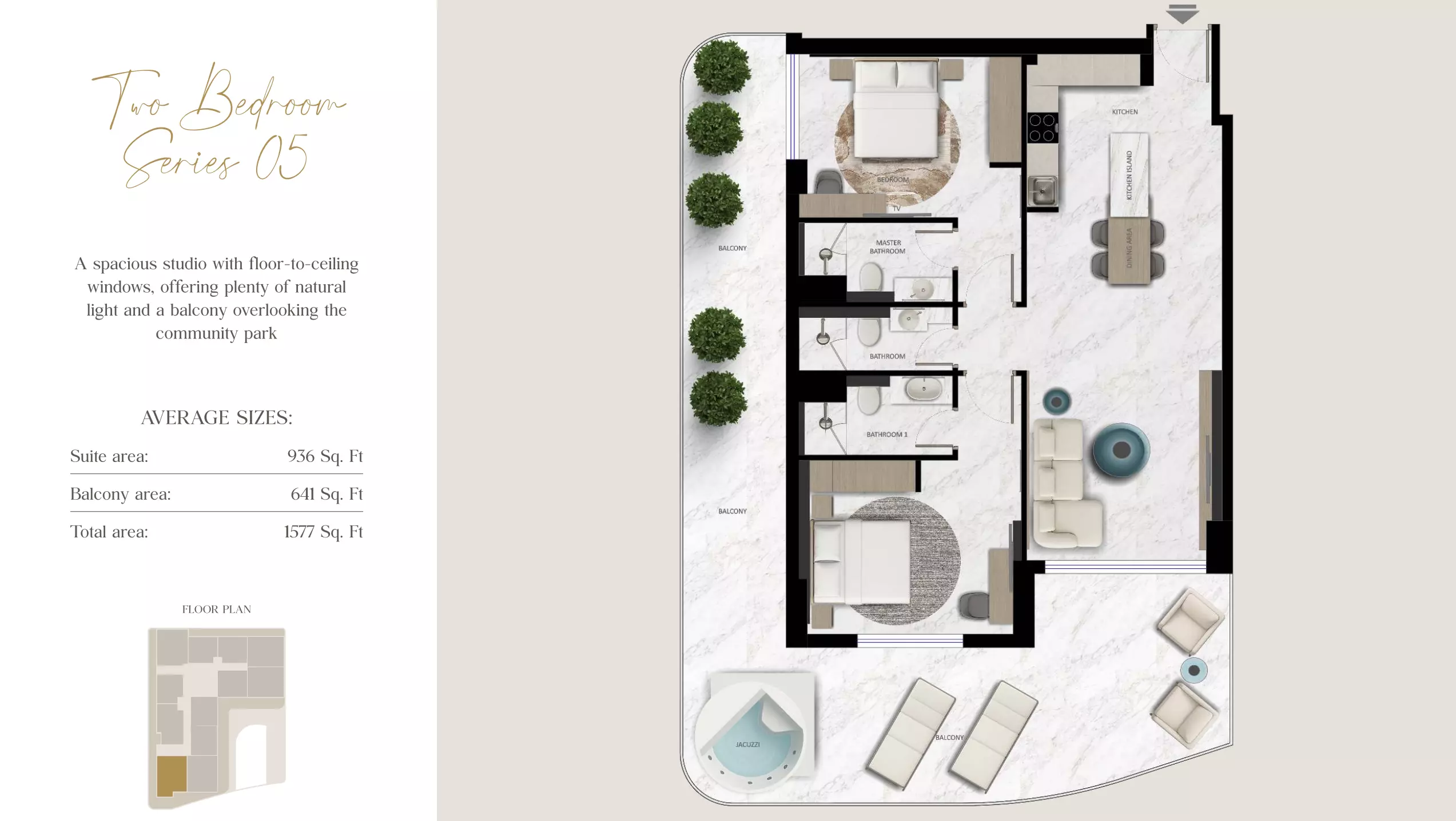 Aark Terraces 2BR floor plan