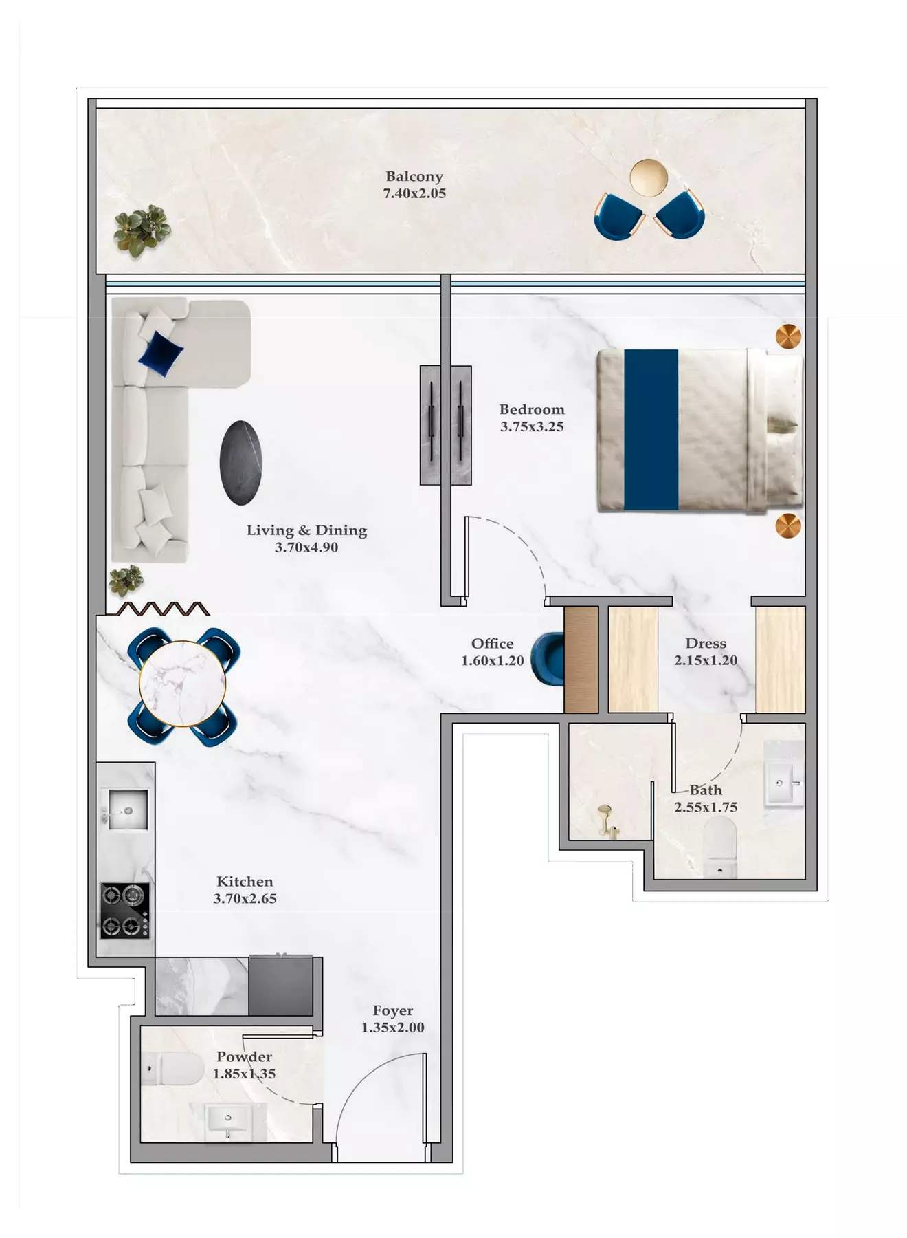 Timez 1BR floor plan