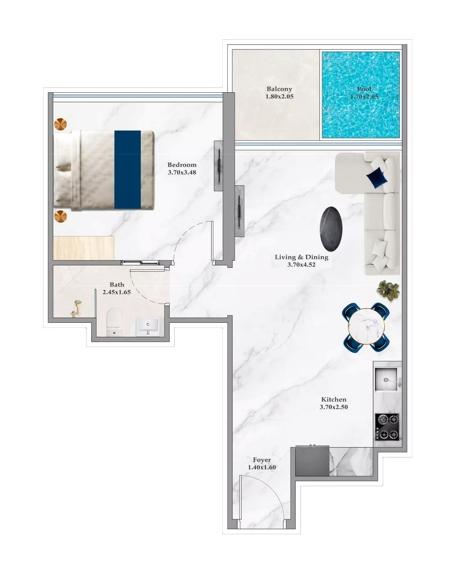 Timez 1BR floor plan