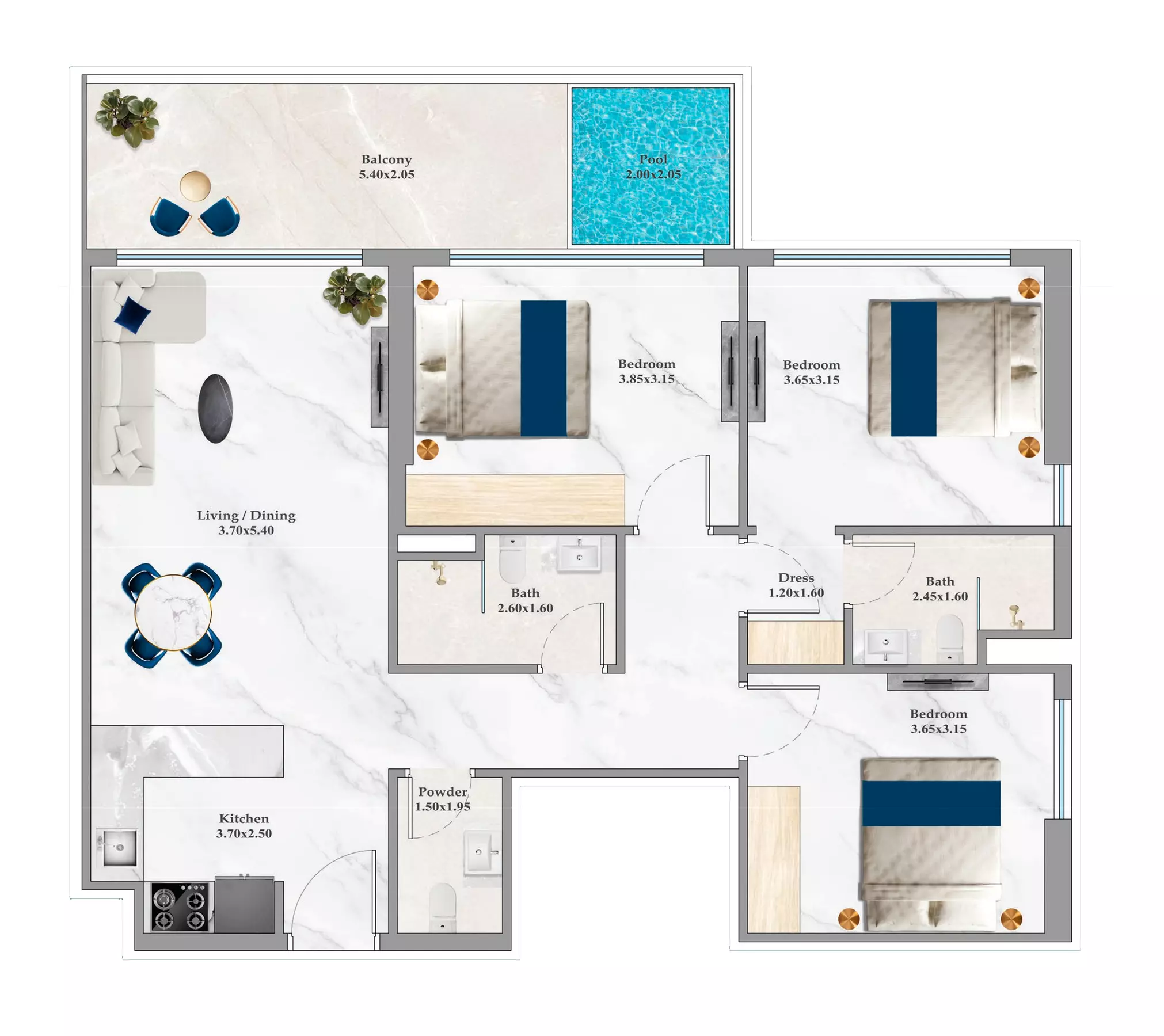 Timez 3BR floor plan