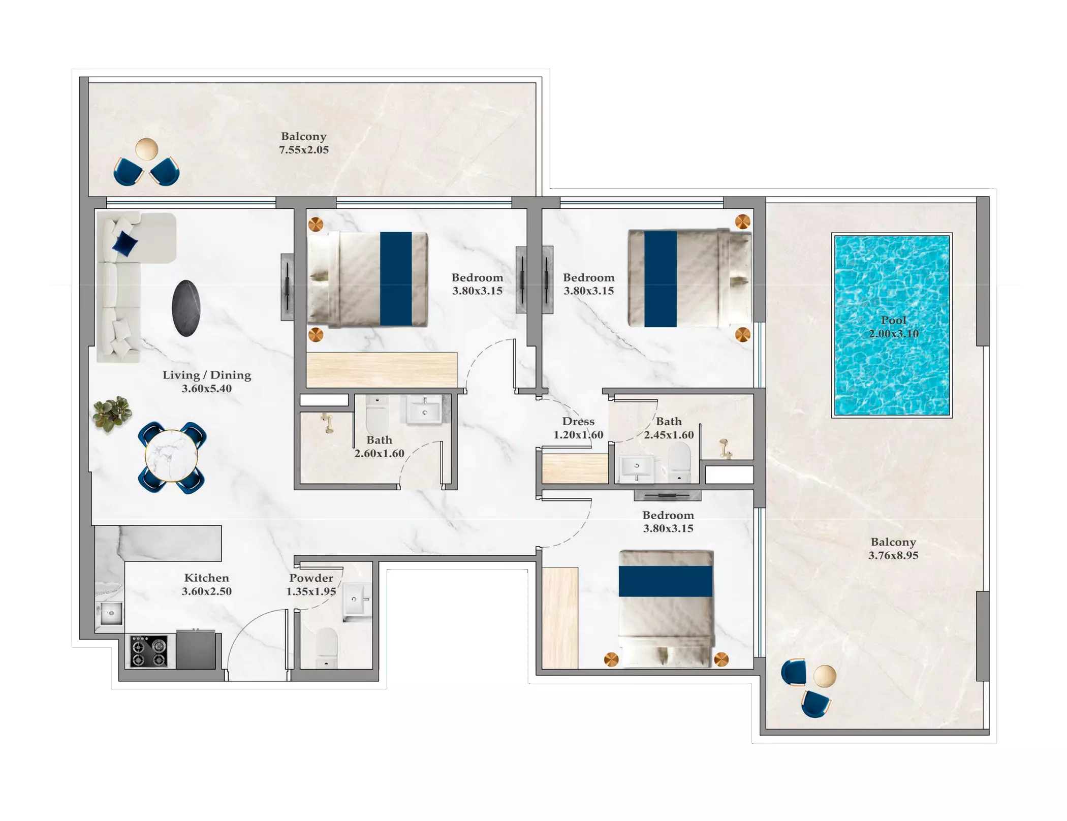 Timez 3BR floor plan