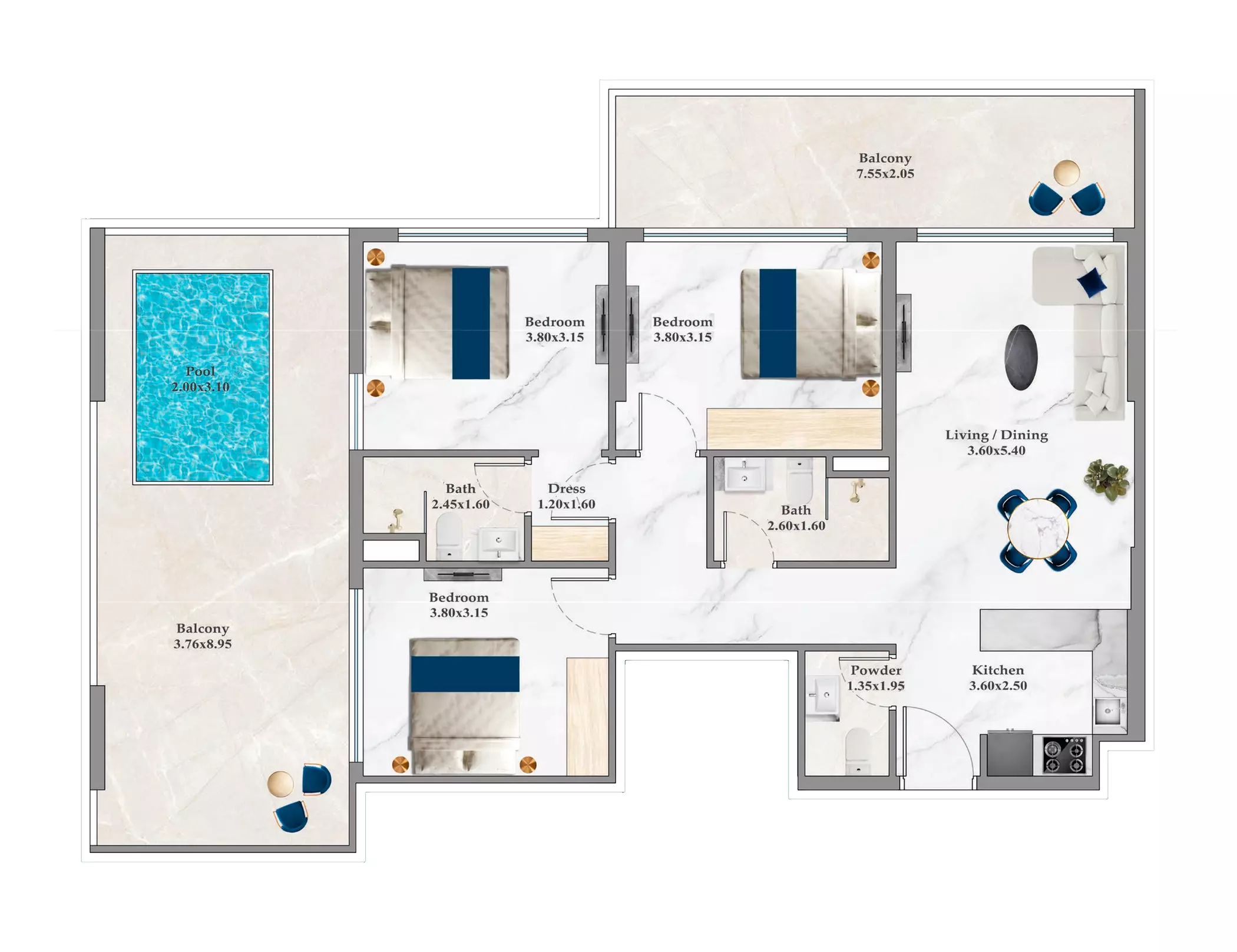 Timez 3BR floor plan