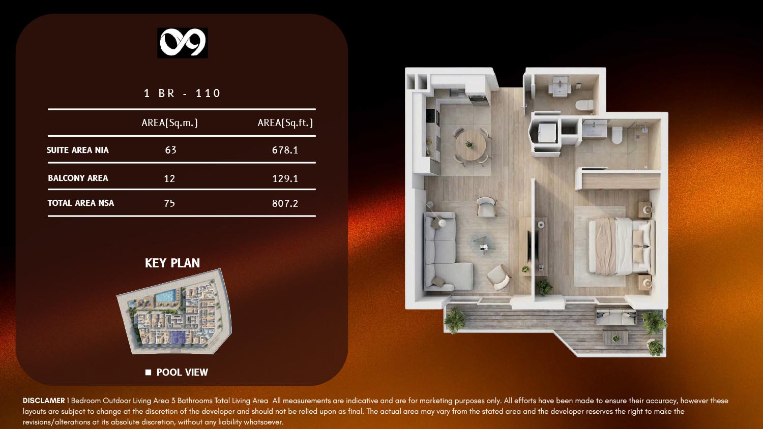 09 Life Residences 1BR floor plan