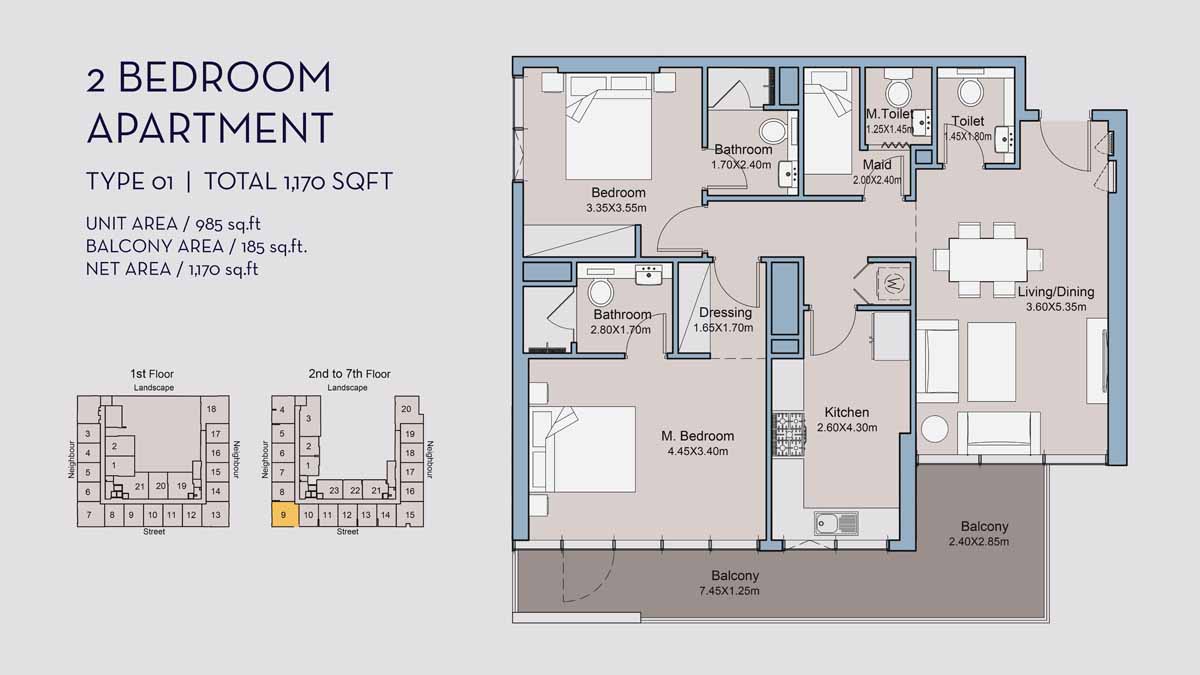 Millennium Talia Residences 2BR floor plan