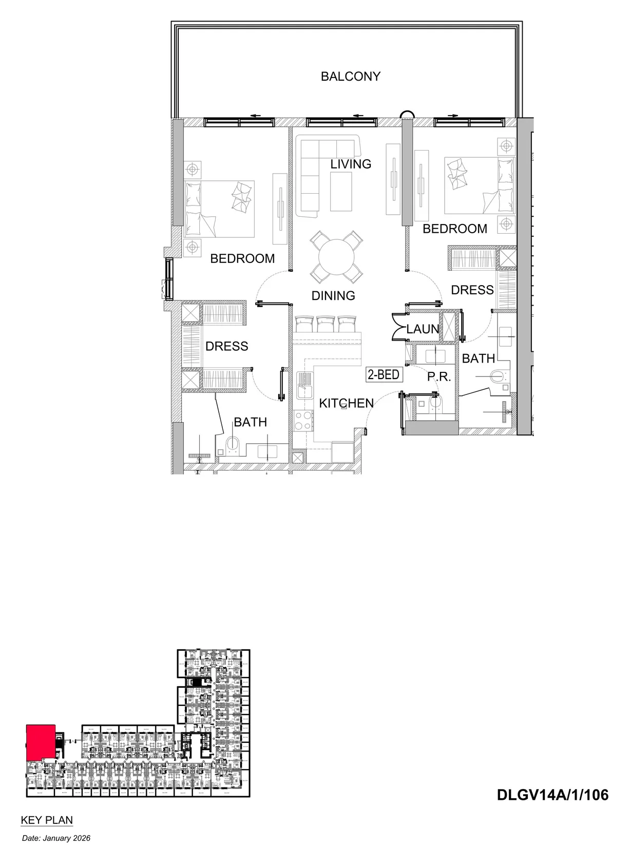 DAMAC Lagoons - Valencia 2BR floor plan